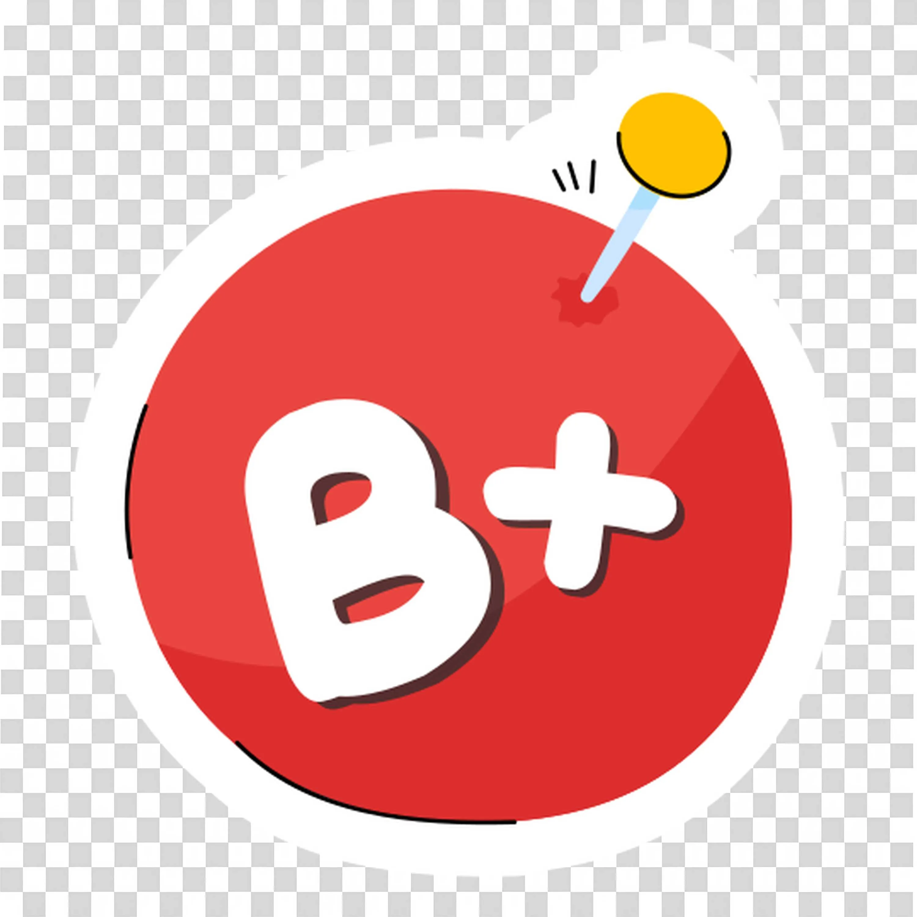 Red Badge with B Plus Grade Pinned for Achievement PNG Image