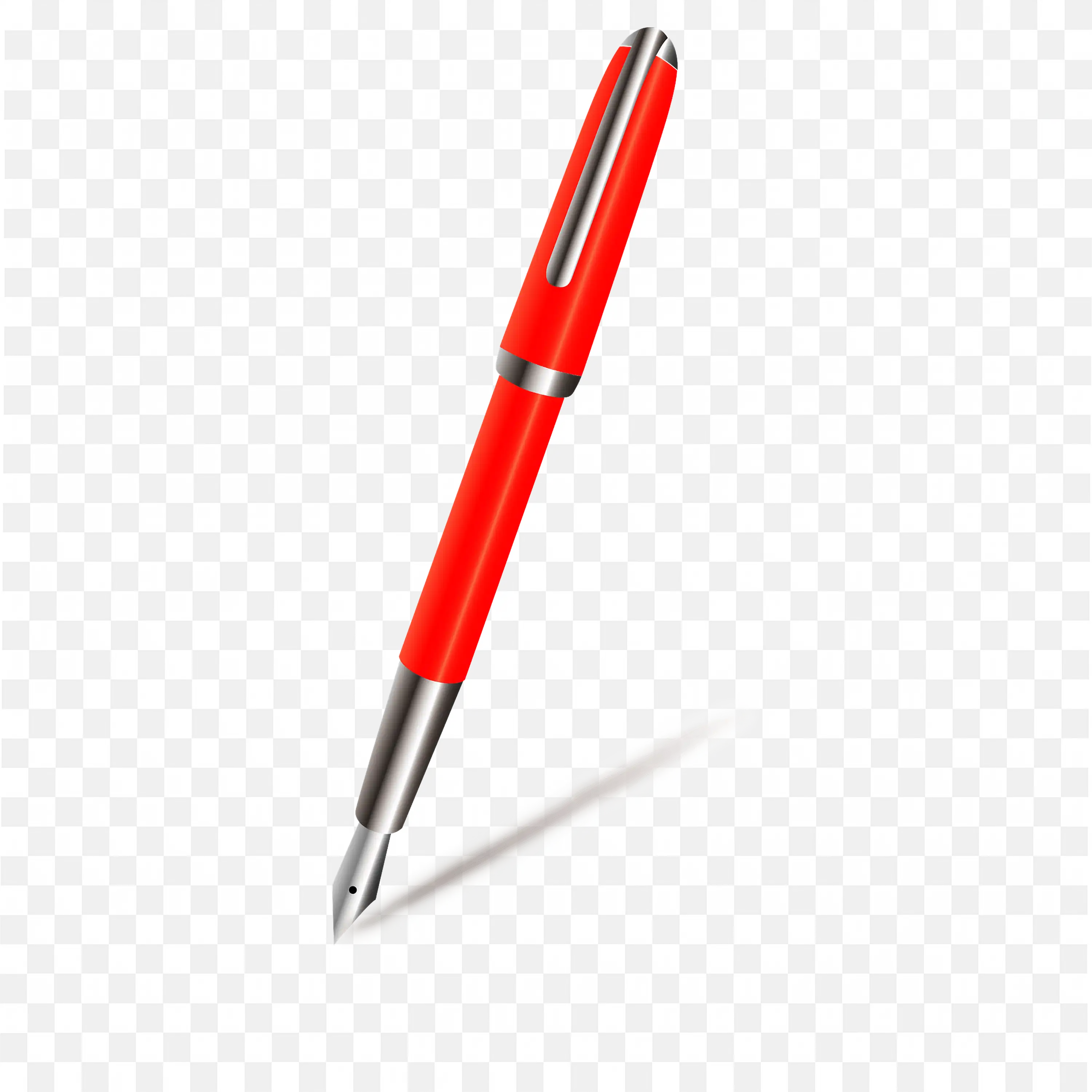 Red Fountain Pen with a Silver Line Mark Free PNG
