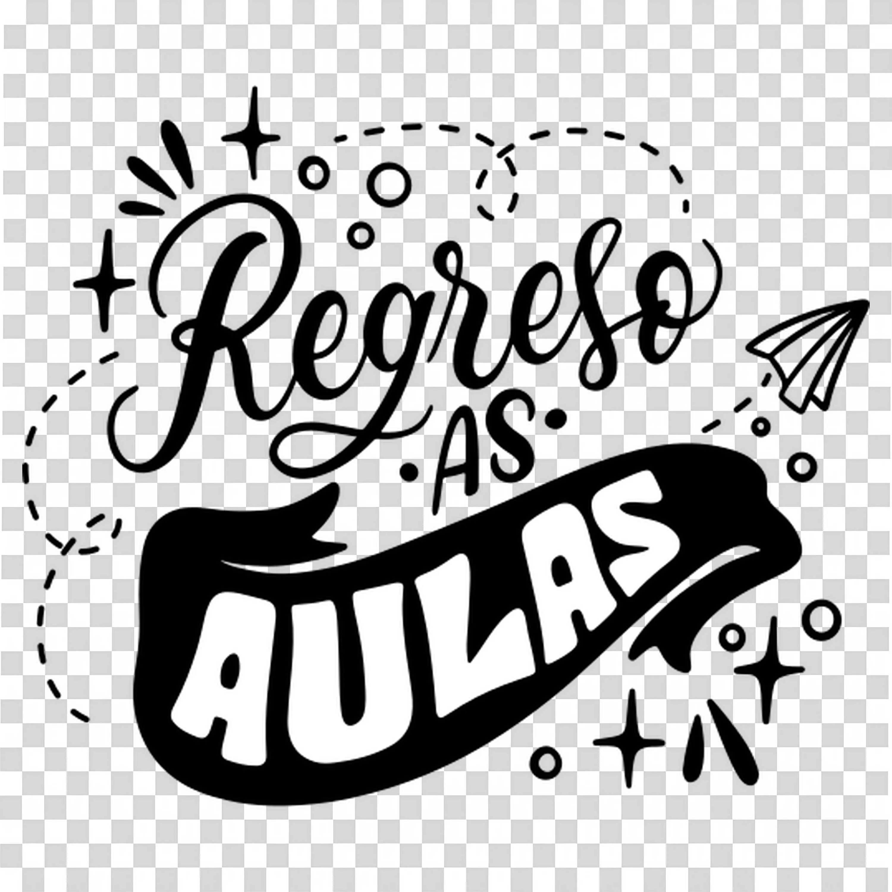 Regreso a Las Aulas Text Art with Stars and Paper Planes