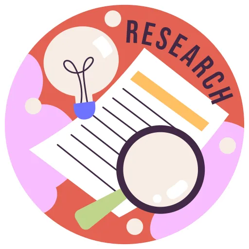 Research Tools With Magnifying Glass and Open Notebook