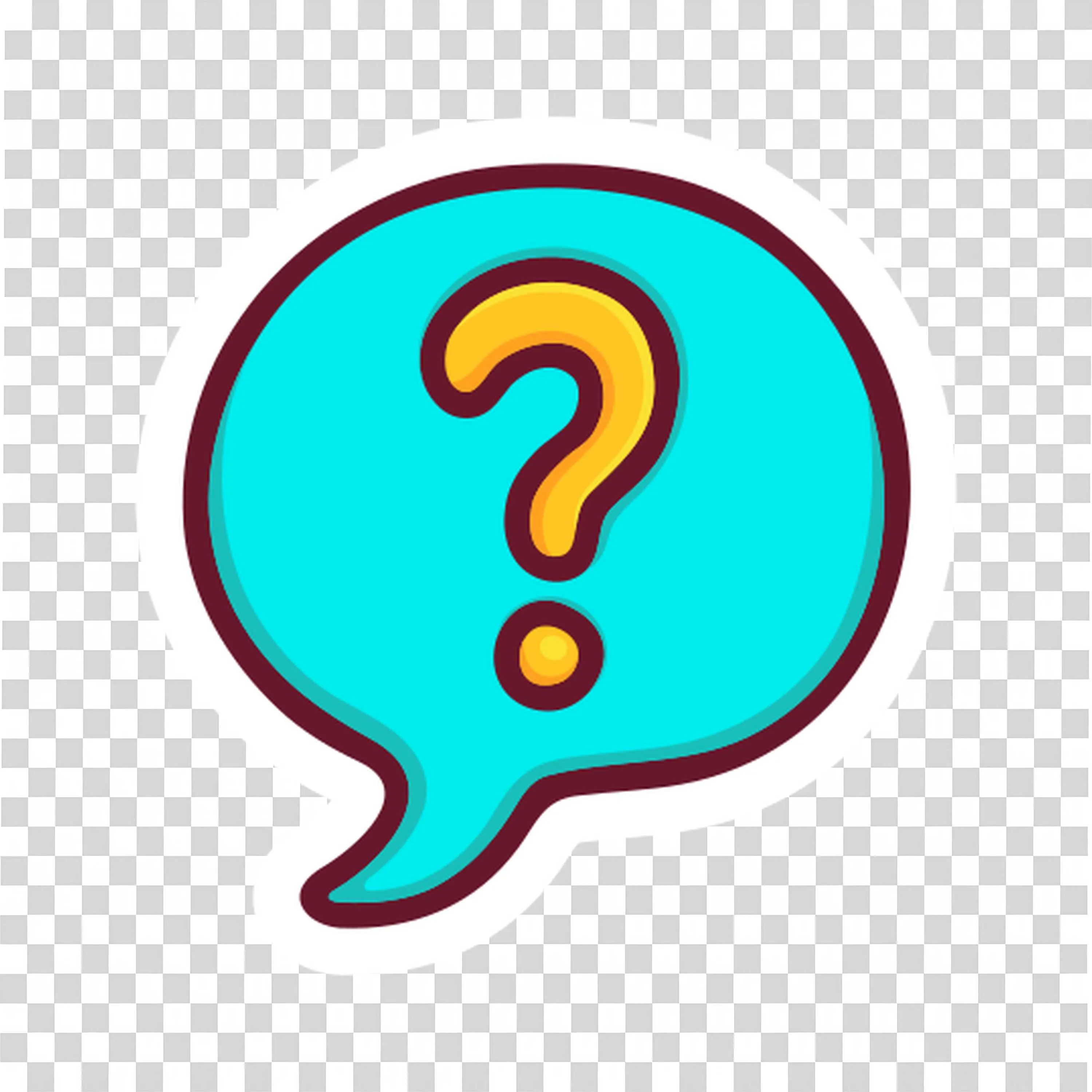 Rounded Speech Bubble with Question Mark at the Center Png