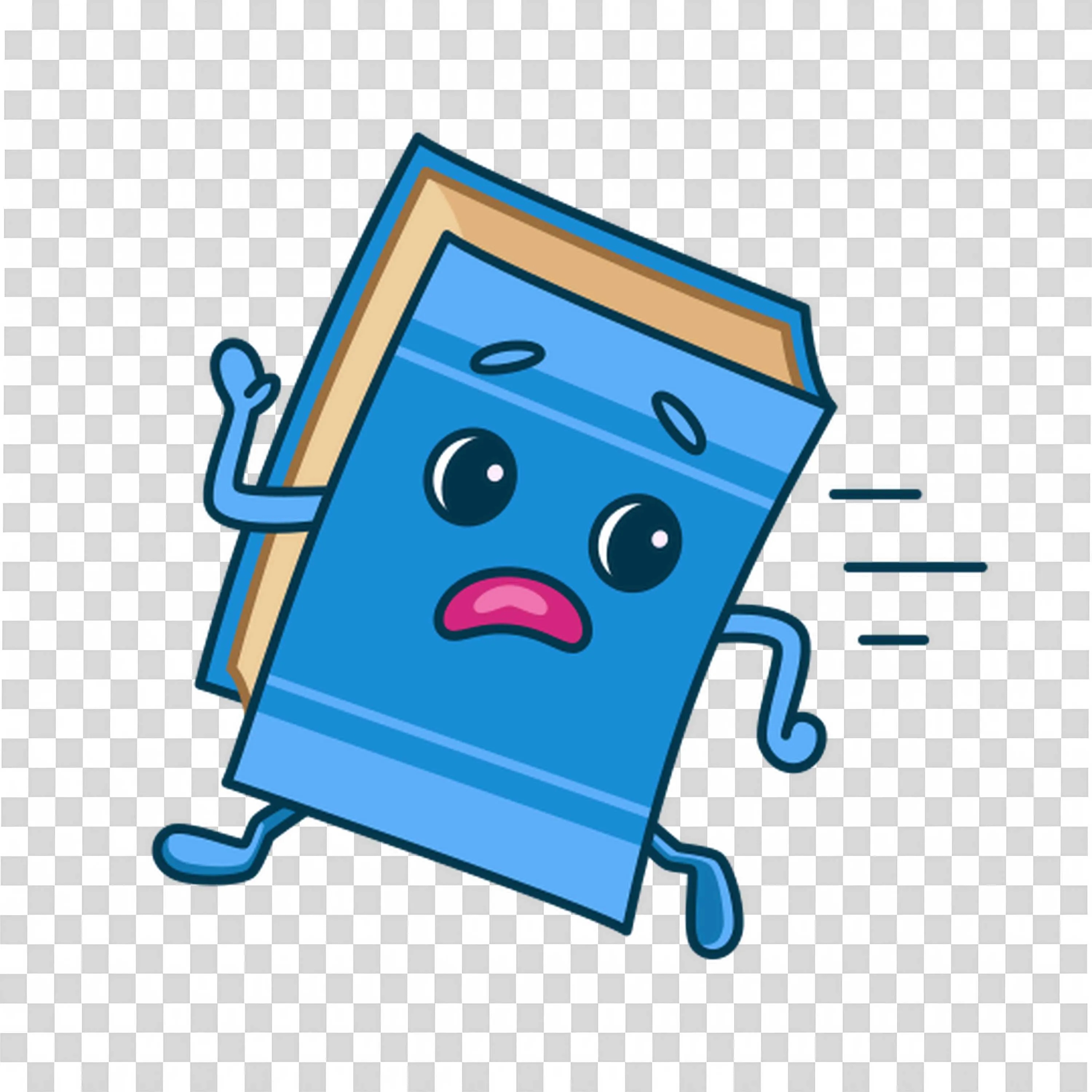 Sad Cartoon Book Icon for Study Stress Awareness PNG Image