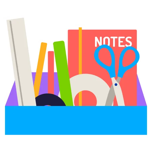 School Supplies in Holder for Study Organization and Notes