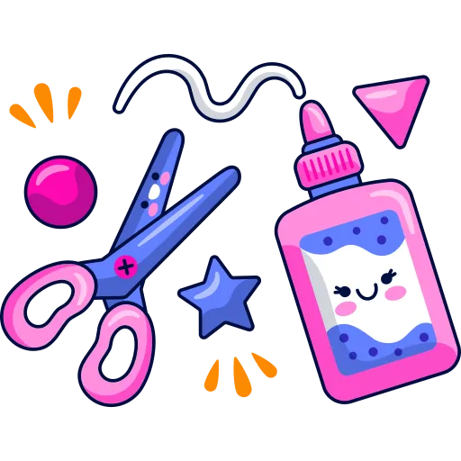 School Supplies Like Scissors and Glue for Art Class Use