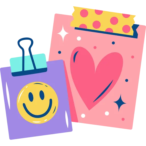 School Supplies with Notebook Pencil and Smiley Bag