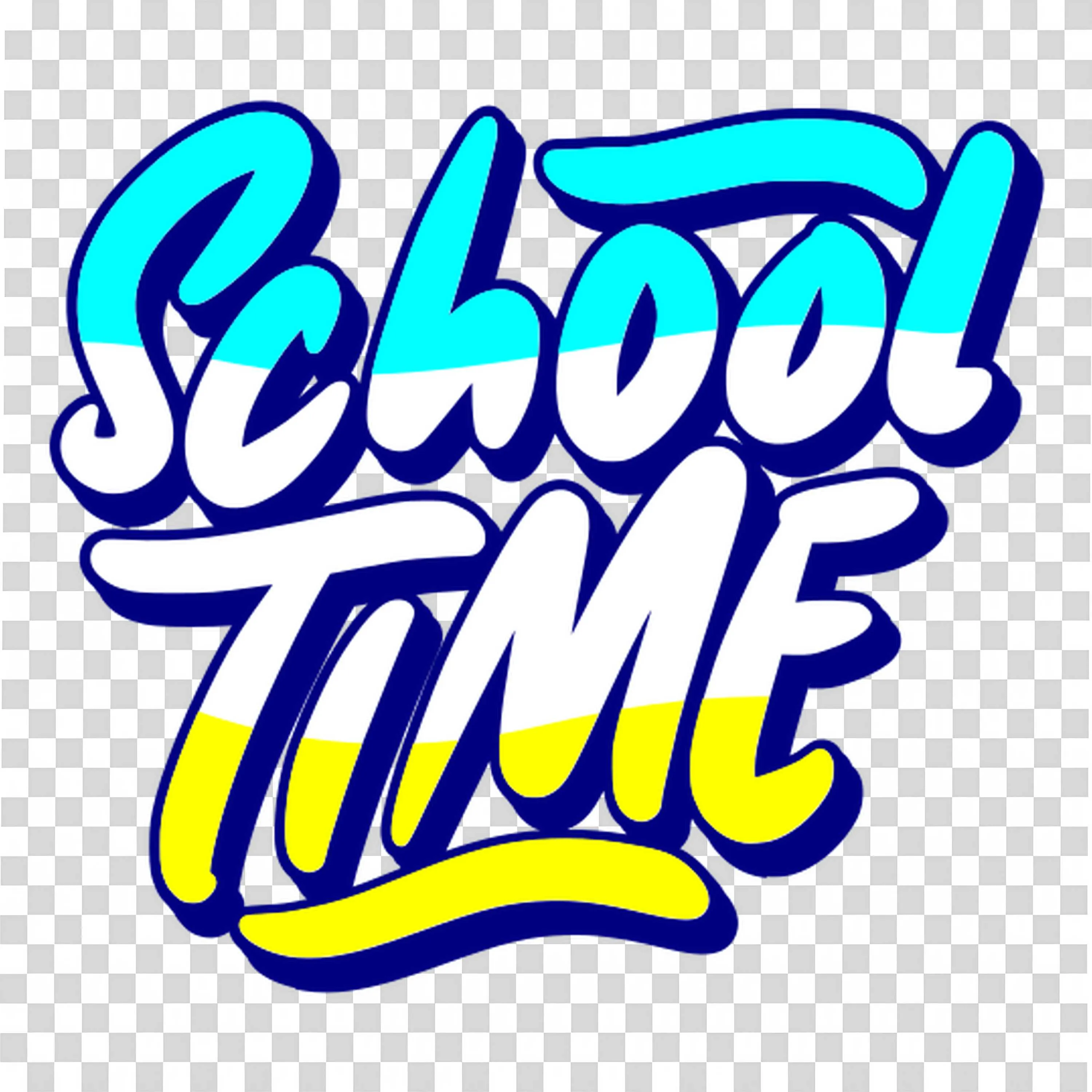 School Time Lettering Design in White Yellow and Blue Tones