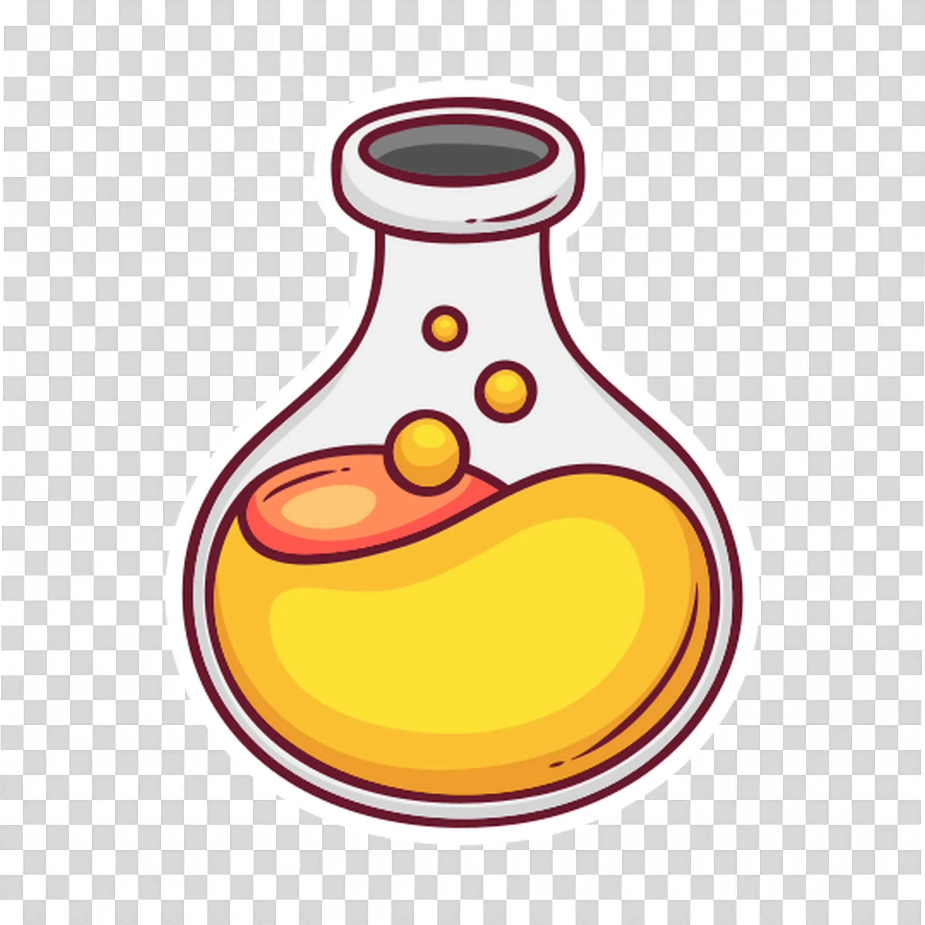 Science Beaker Filled with Bubbling Yellow Orange Liquid