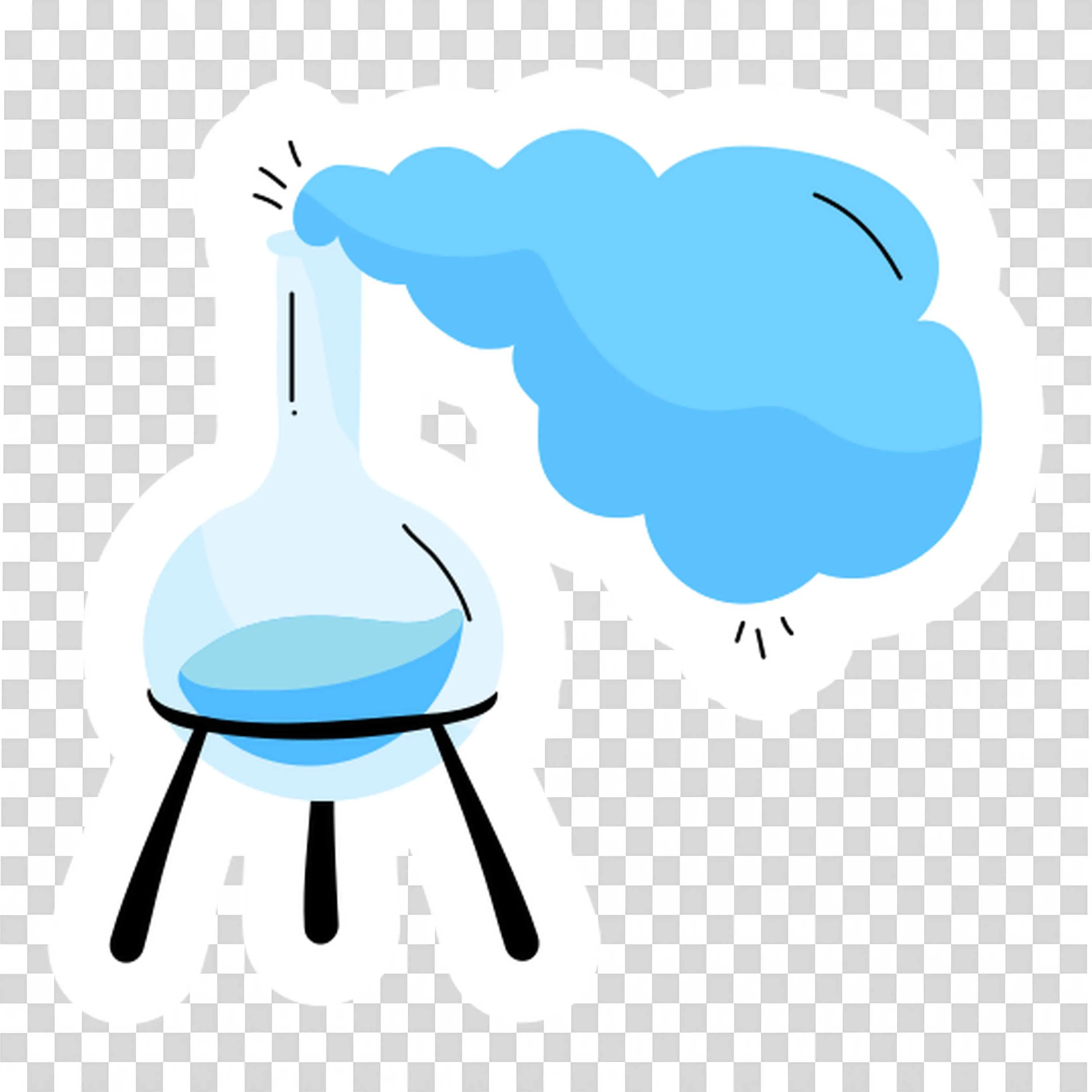 Science Flask Emitting Blue Smoke in Fun Cartoon Style Png