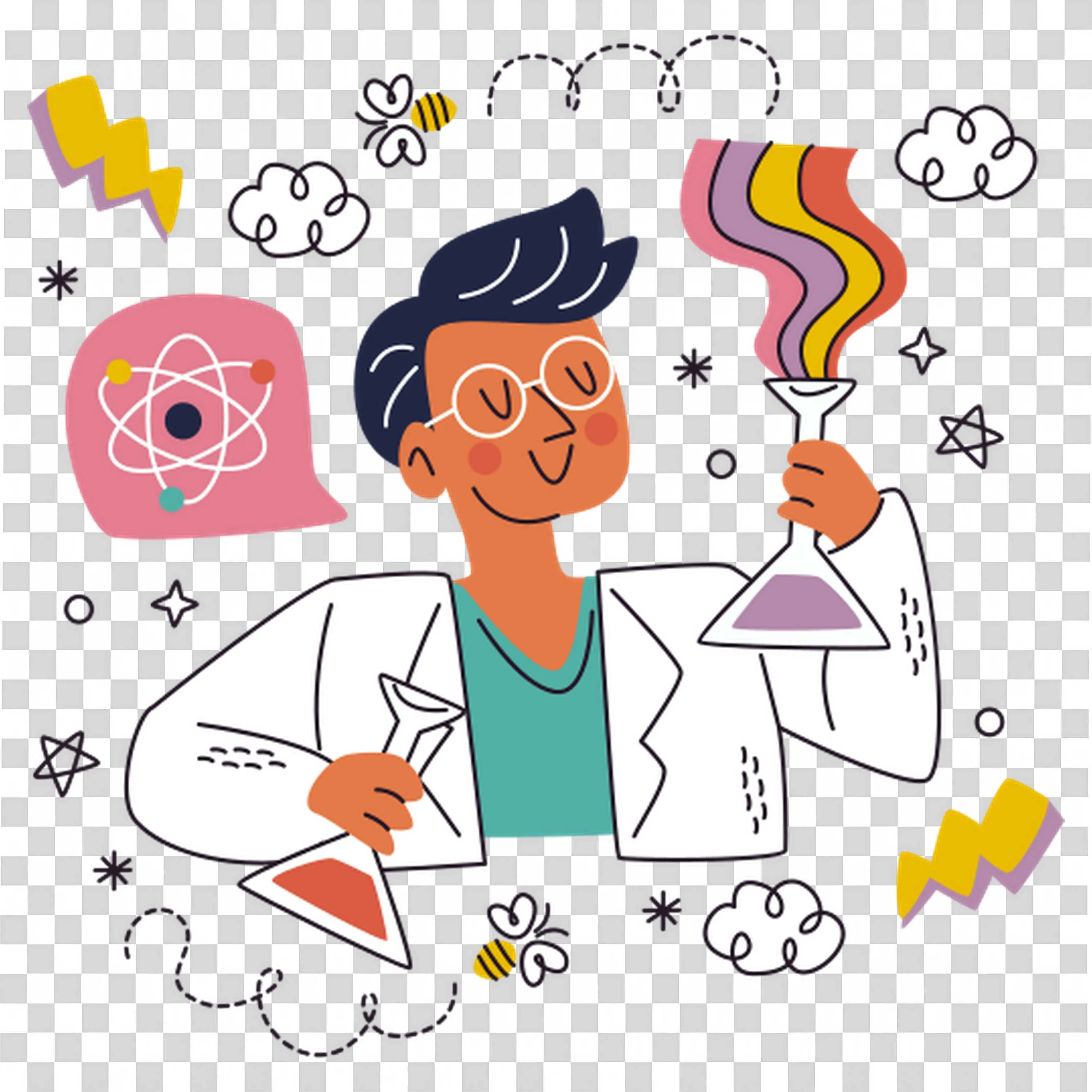 Scientist in a White Lab Coat Conducting Experiments Png