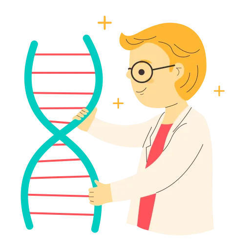 Scientist studies DNA and genetics with focus free PNG