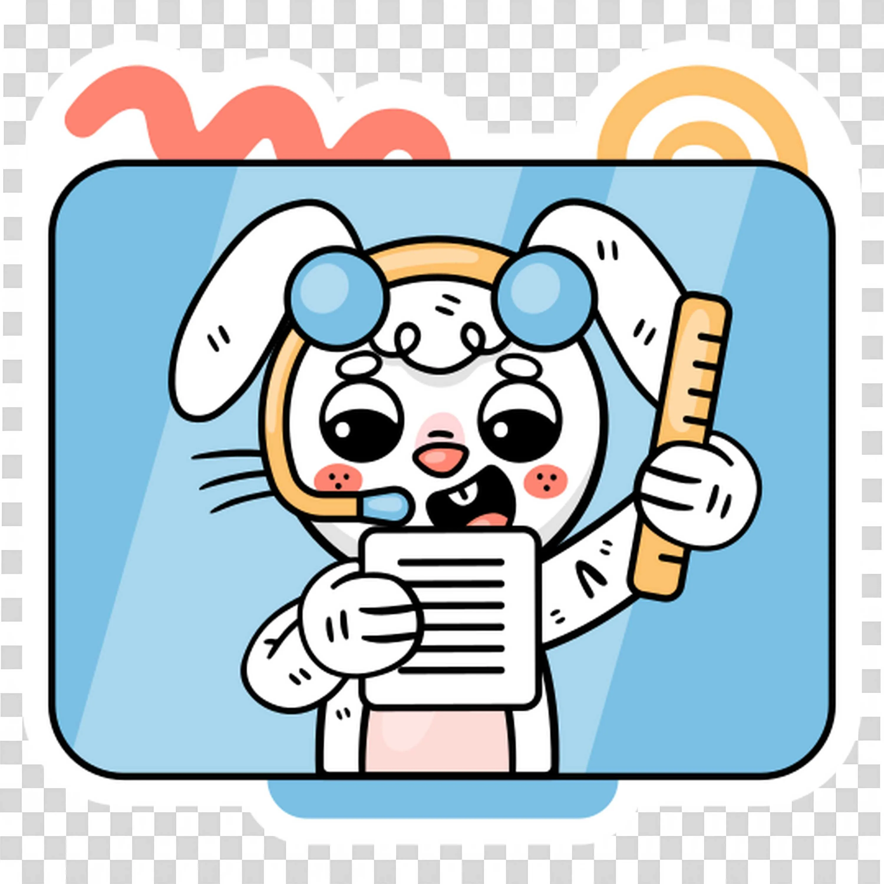 Screen Displaying a Bunny Teacher with Pointer and Notes