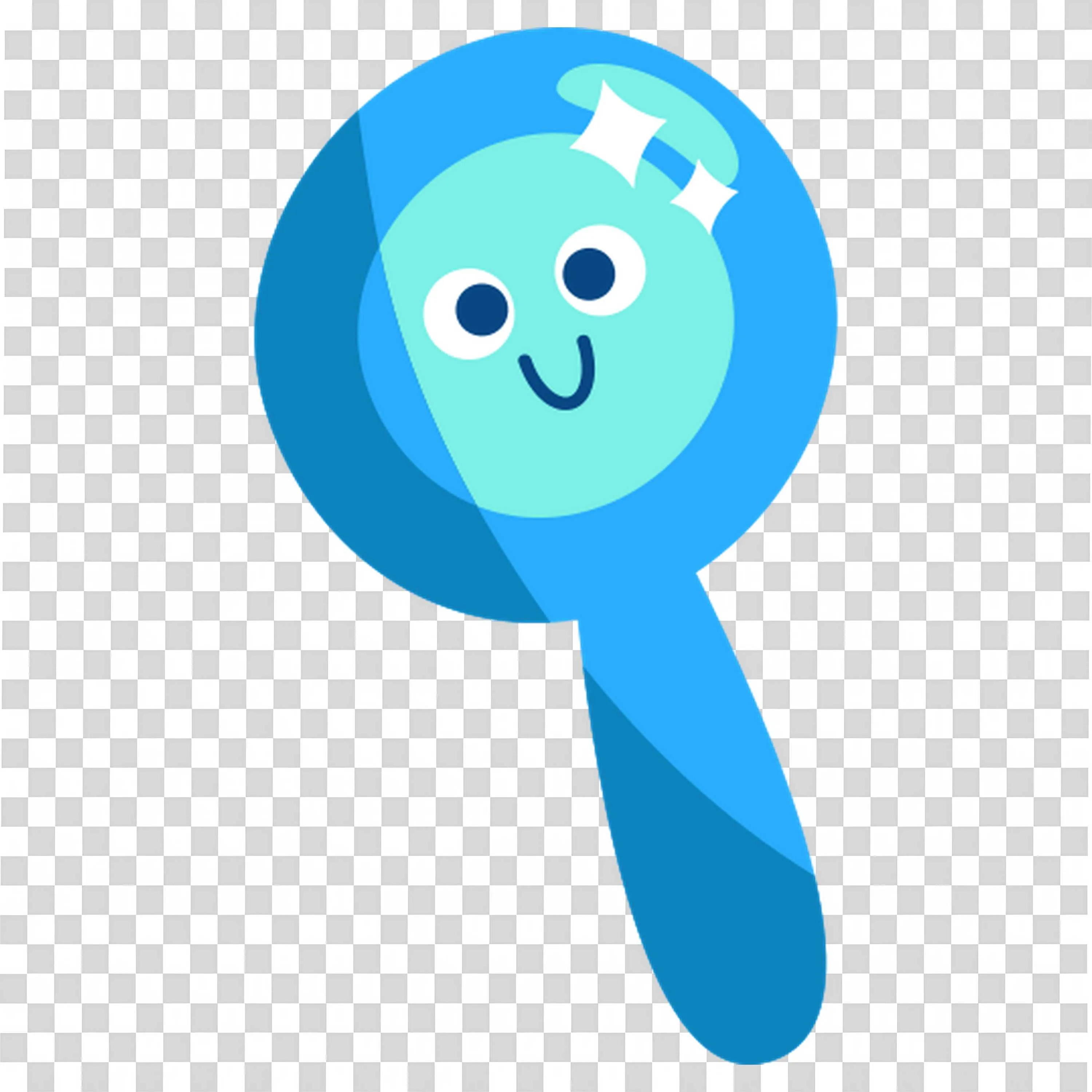 Shining Blue Magnifying Glass with Smiling Face Free Png