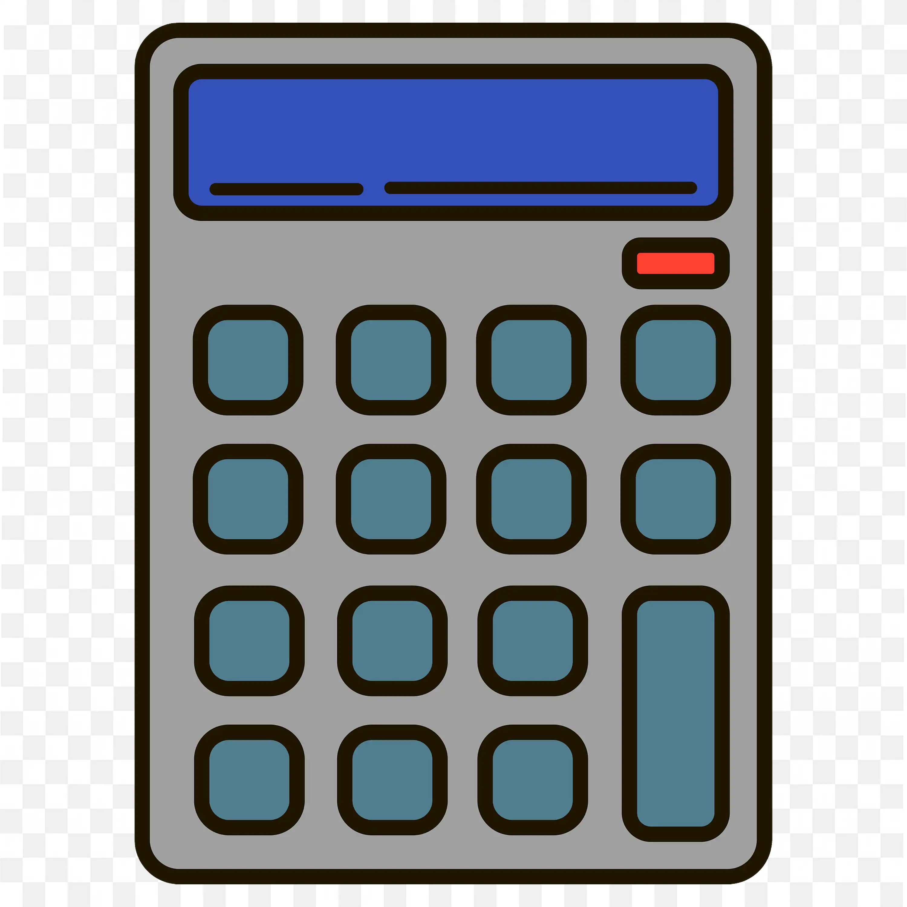 Simple Calculator Icon with Blue Display PNG Free Download