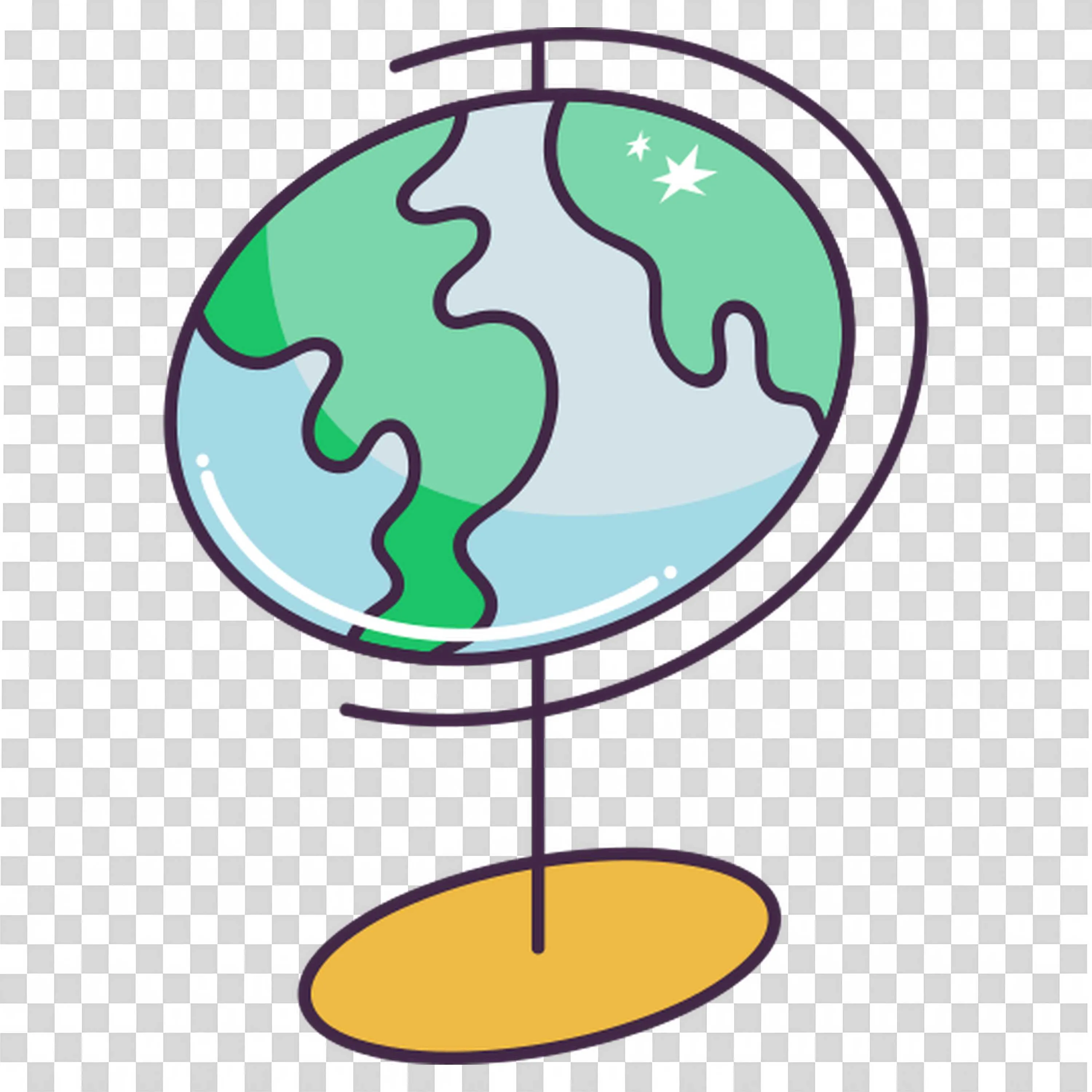 Simple Globe Illustration for School Geography Lessons Png
