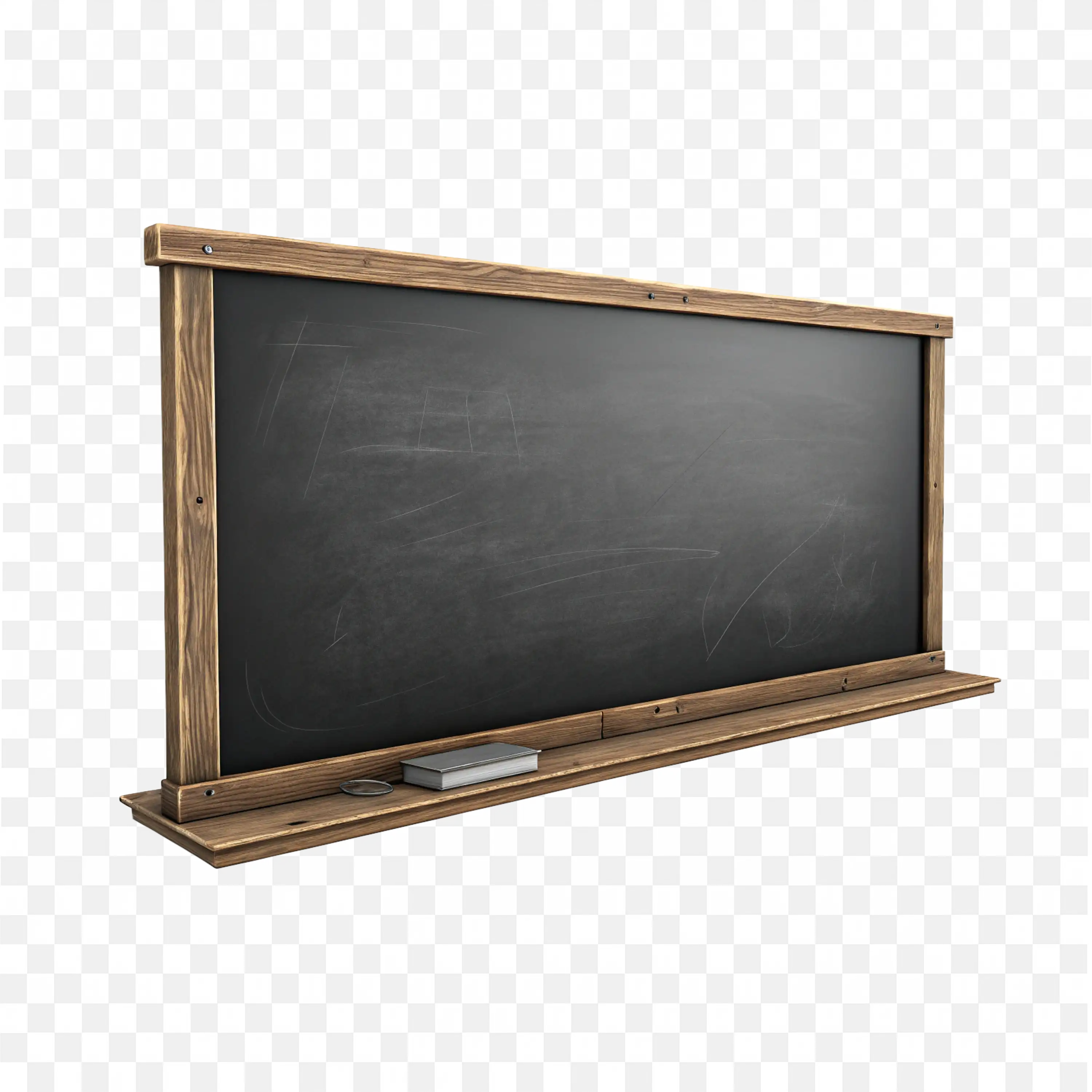 Slanted Blackboard with Wooden Frame PNG Image for Free