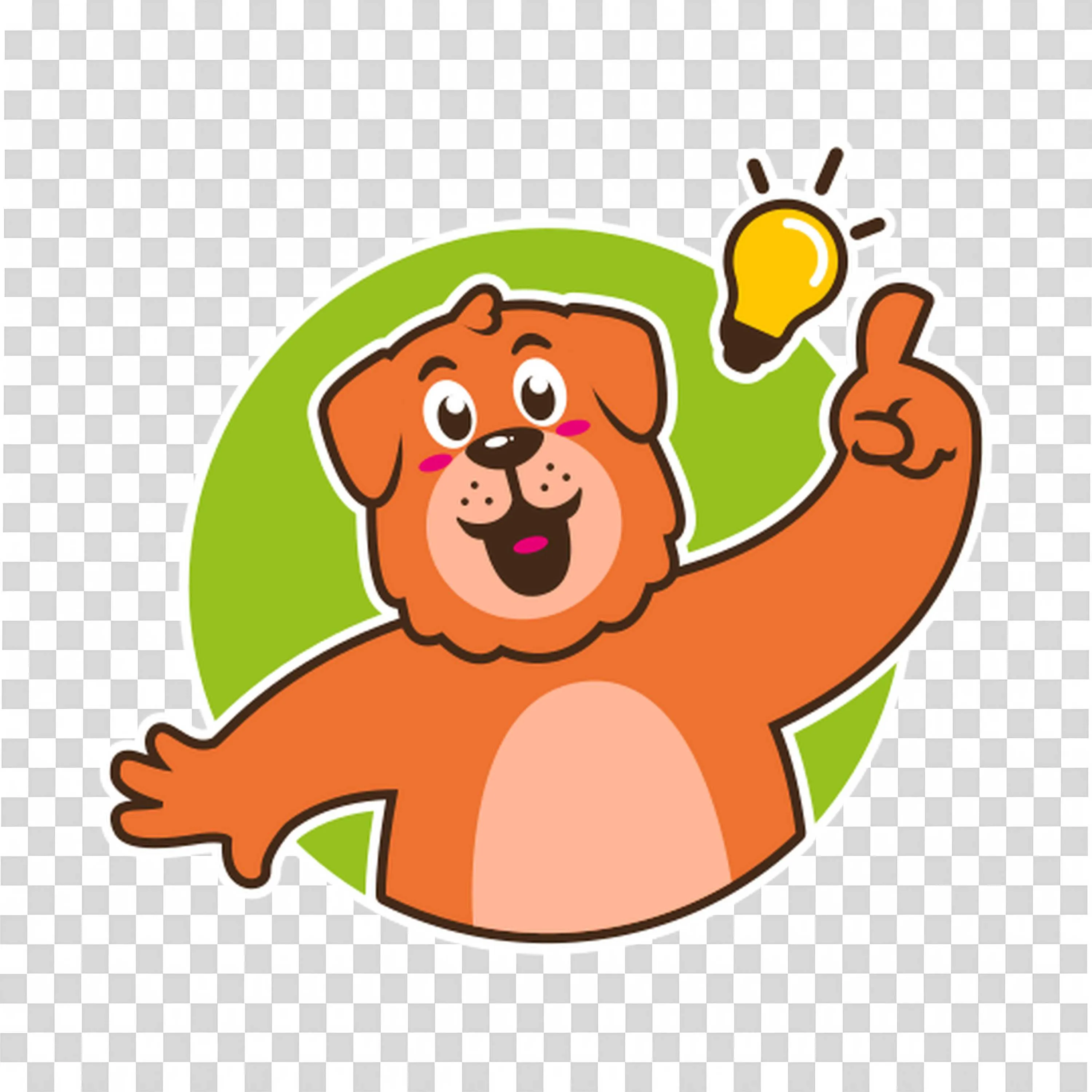 Smart Bear Raising a Finger with a Glowing Light Bulb Idea