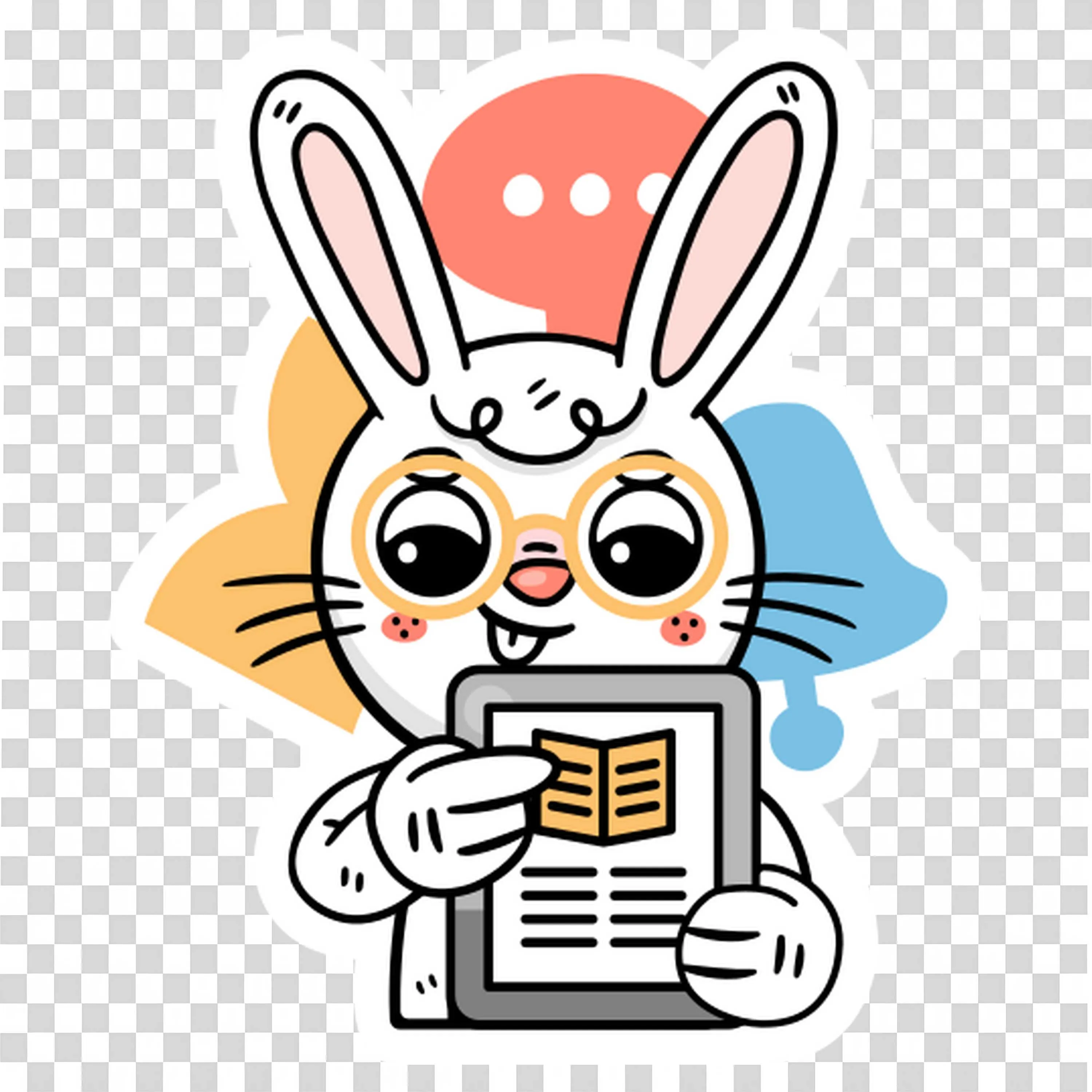 Smart Bunny Wearing Glasses Showing Tablet Visual Design