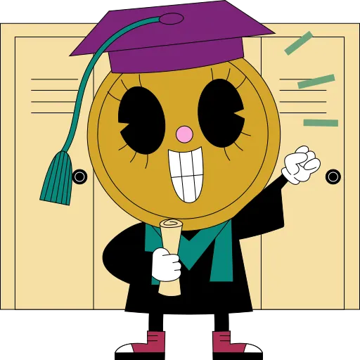 Smart Cartoon Character Wears Cap for Graduation free PNG