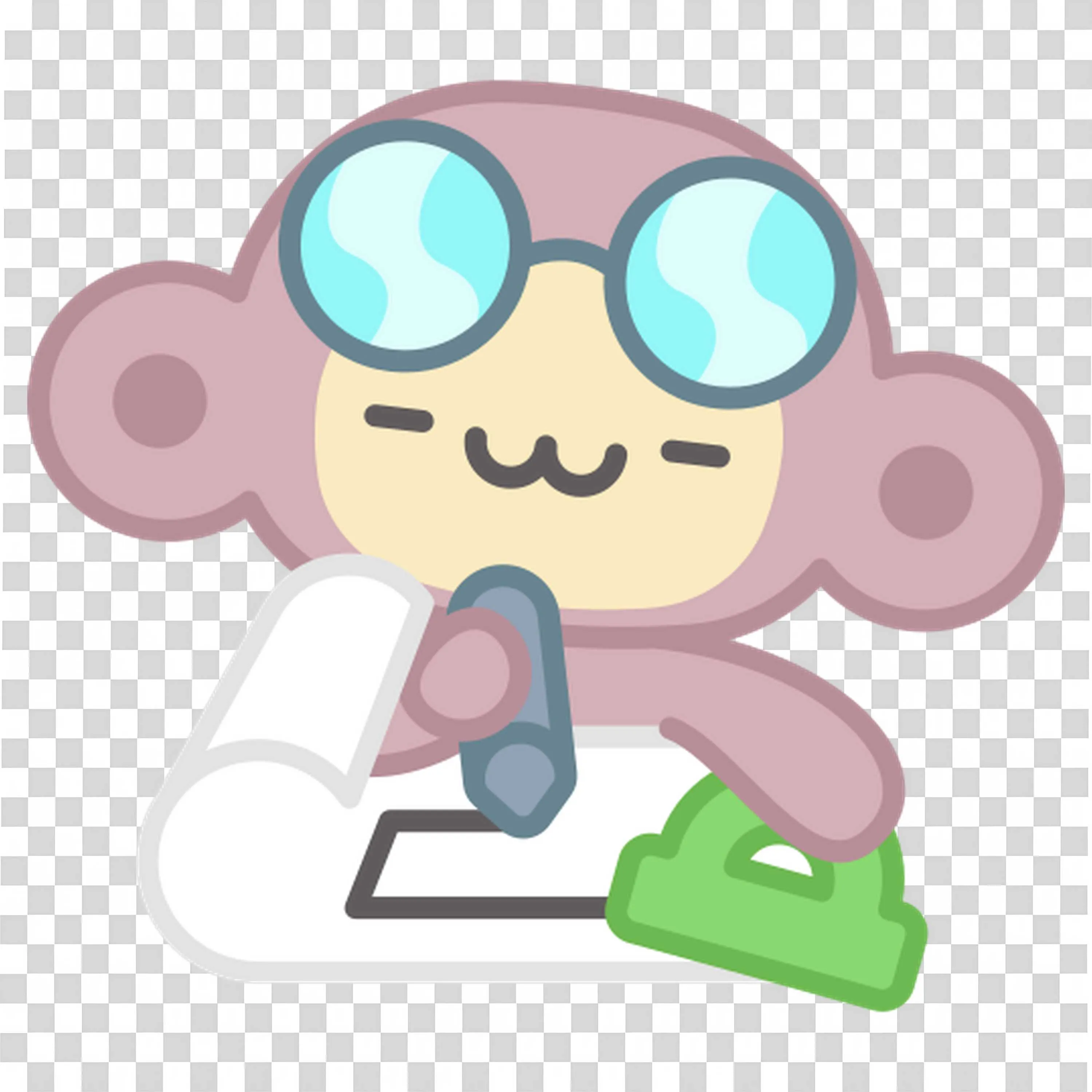 Smart Cartoon Monkey Wearing Glasses Writing on Scroll Paper