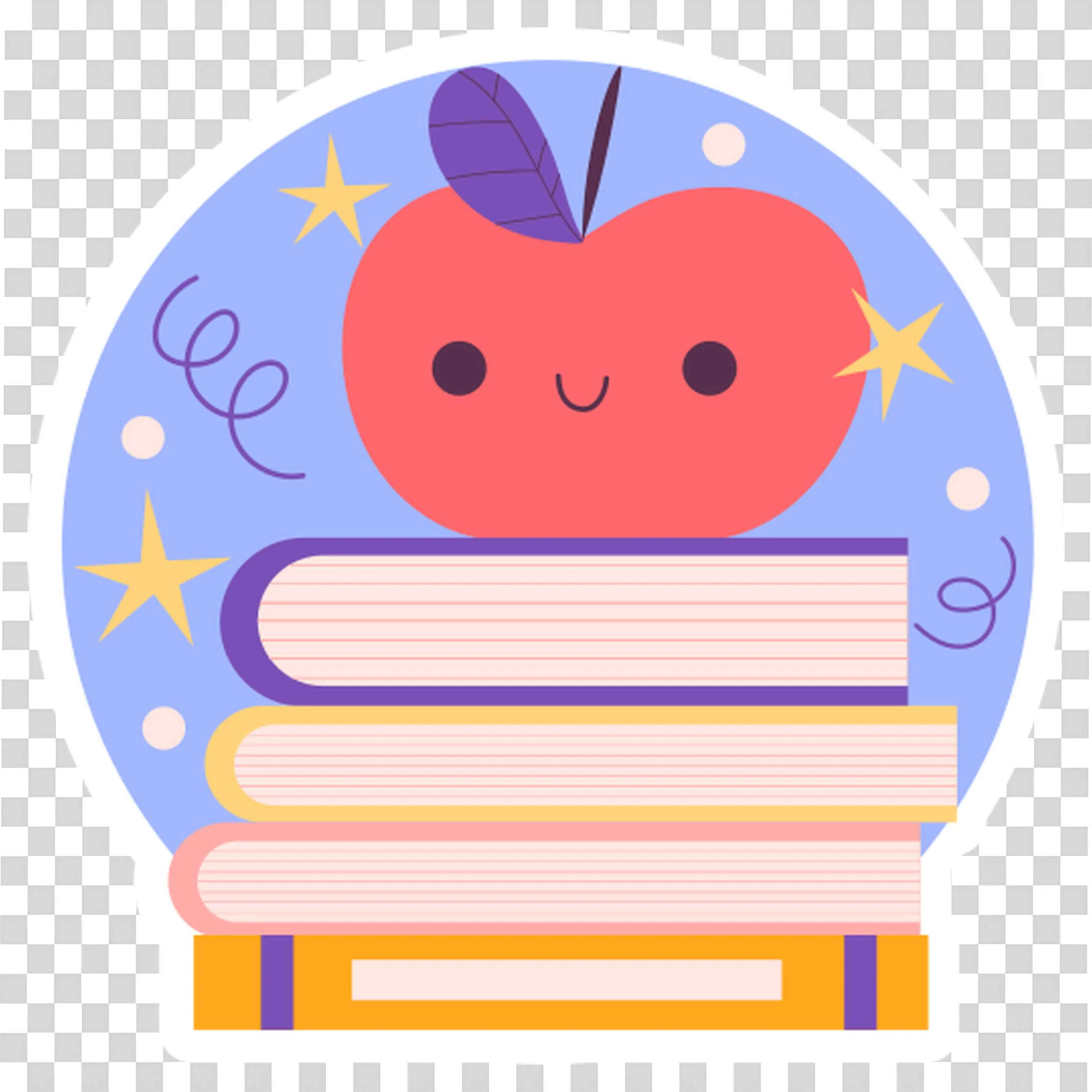 Smiling Apple Is at the Top Of the Colourful Stack Of Books