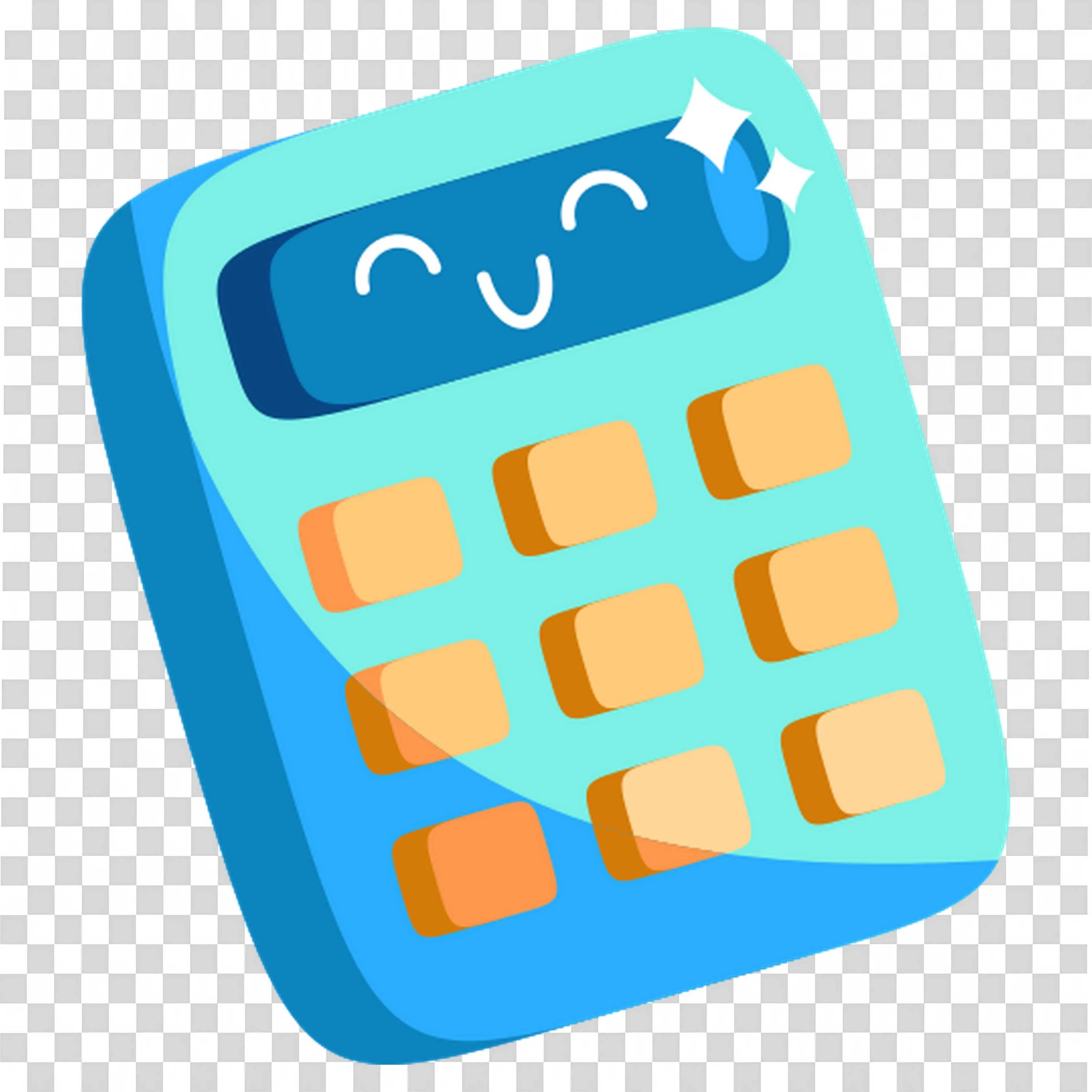 Smiling Blue Calculator with Orange Buttons Free PNG Image