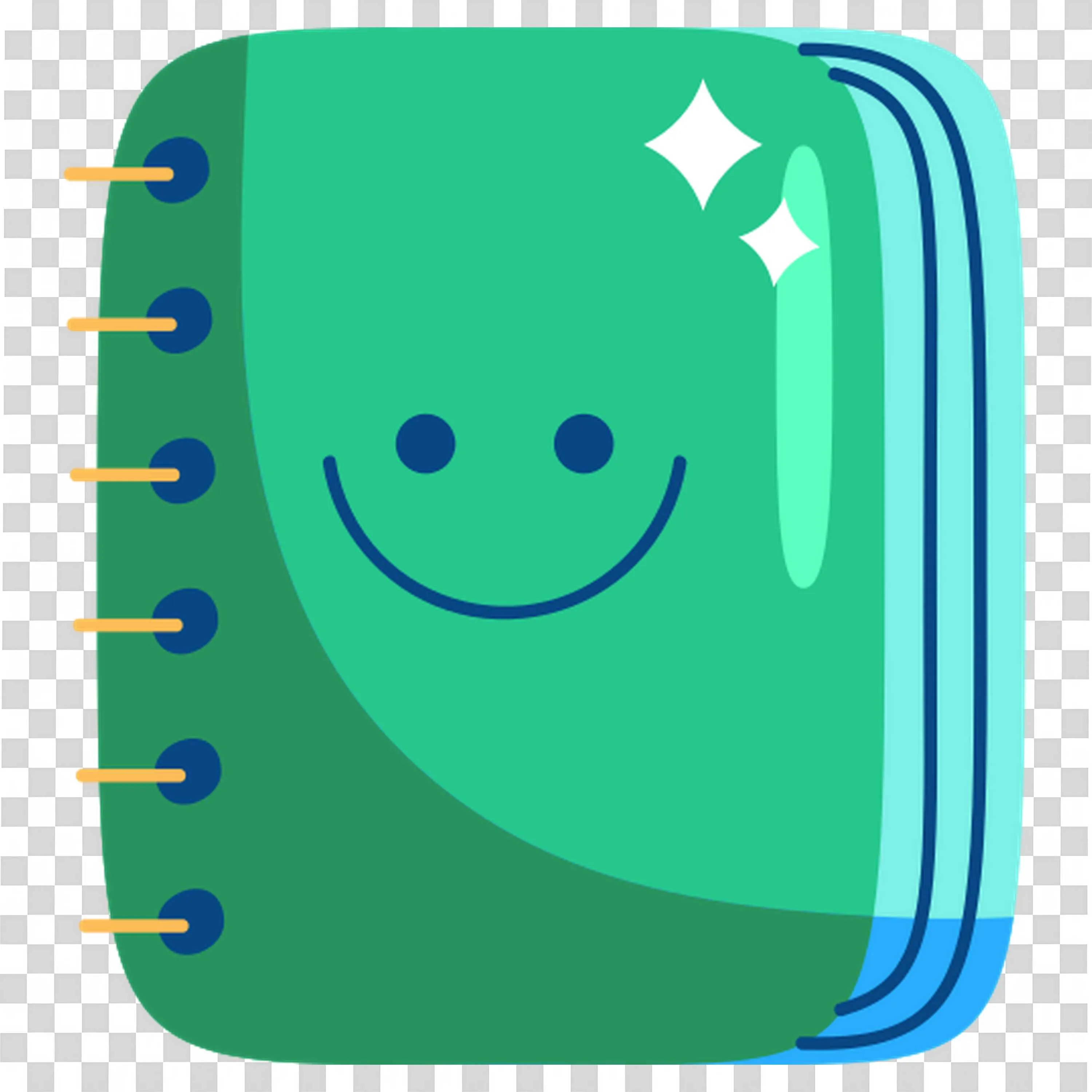 Smiling Green Notebook for Fun and Creative Writing Free Png