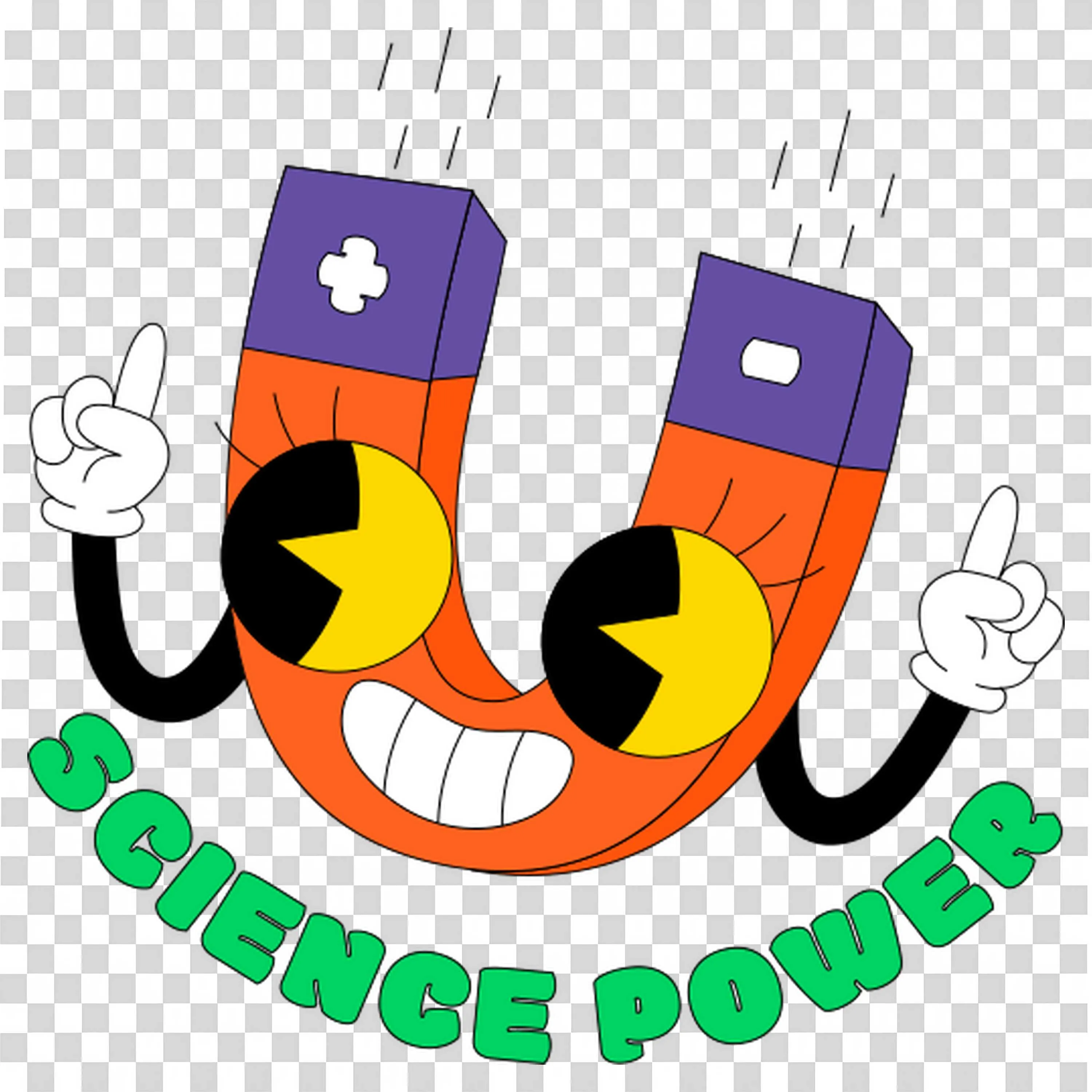 Smiling Magnet Showing Science Power with Fun Cartoon Faces