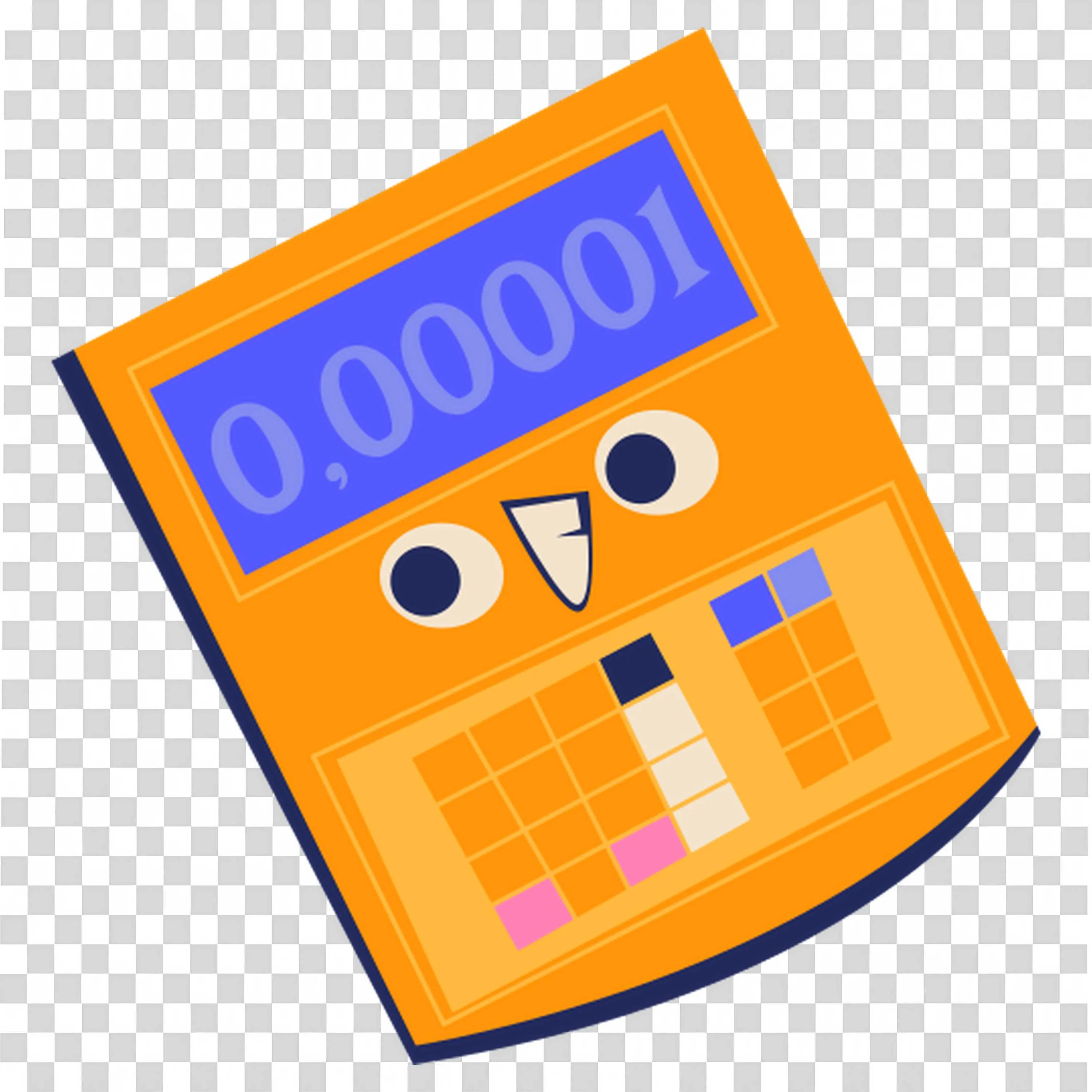 Smiling Orange Calculator Showing Numbers for Math Fun Png