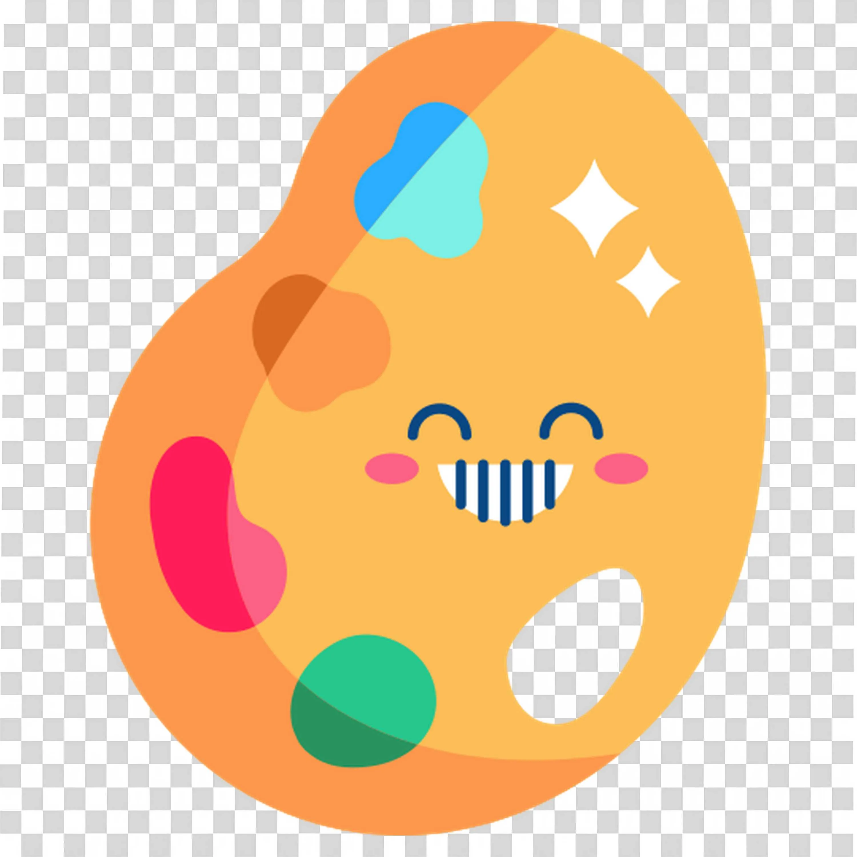 Smiling Paint Palette with Colourful Blobs Of Paint Png