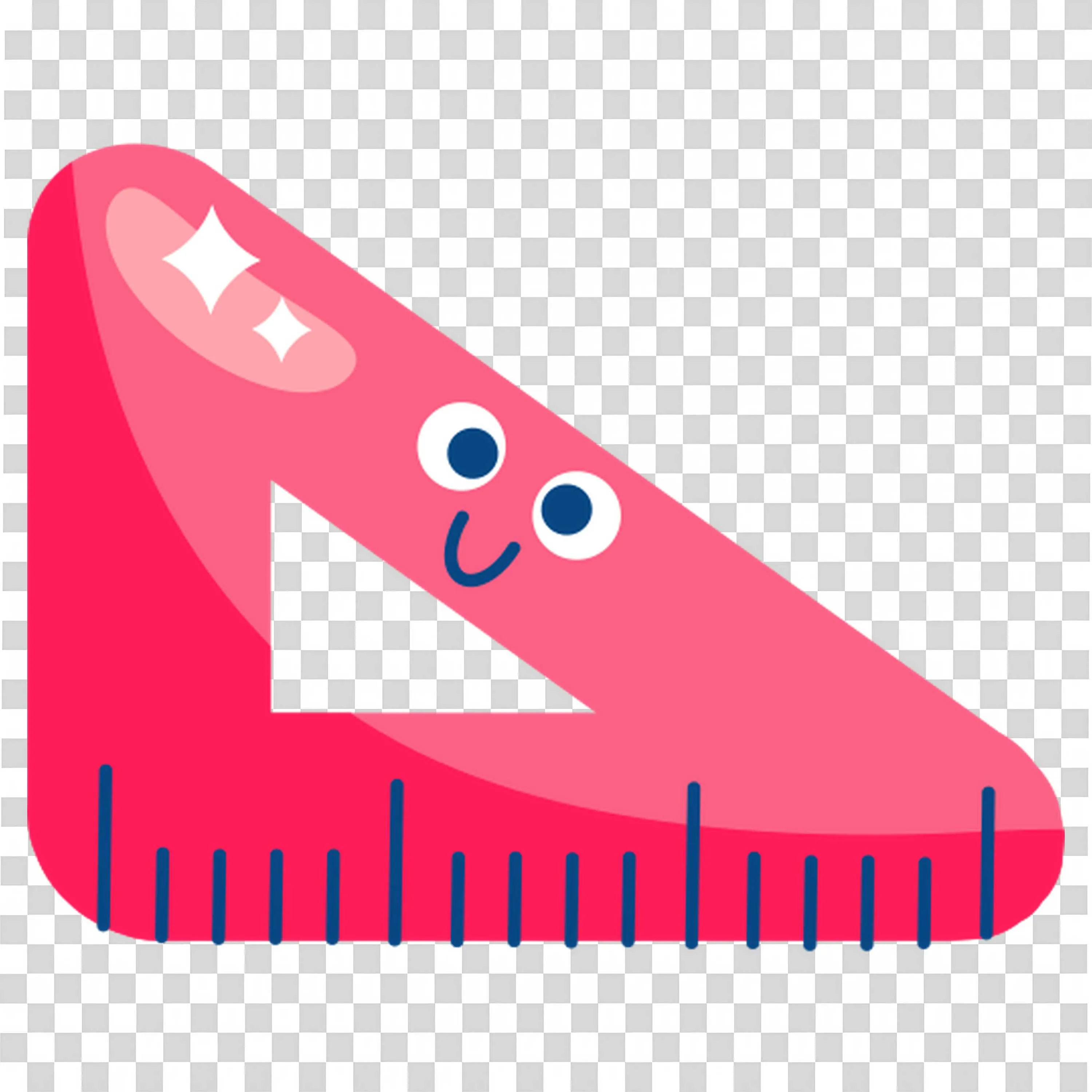 Smiling Pink Triangle Ruler Cartoon for School Designs Png