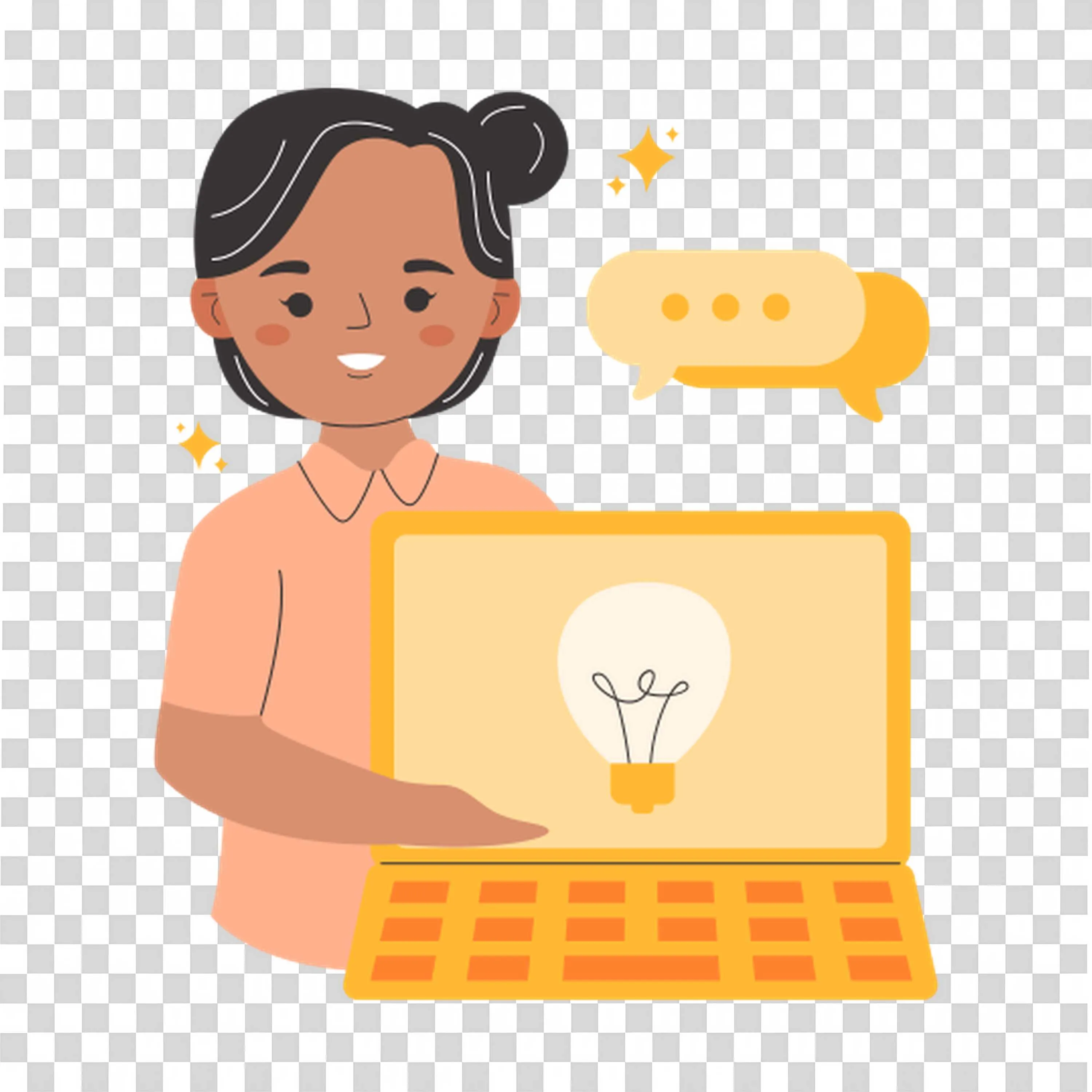 Smiling Student Presenting Idea on Laptop Free PNG Image