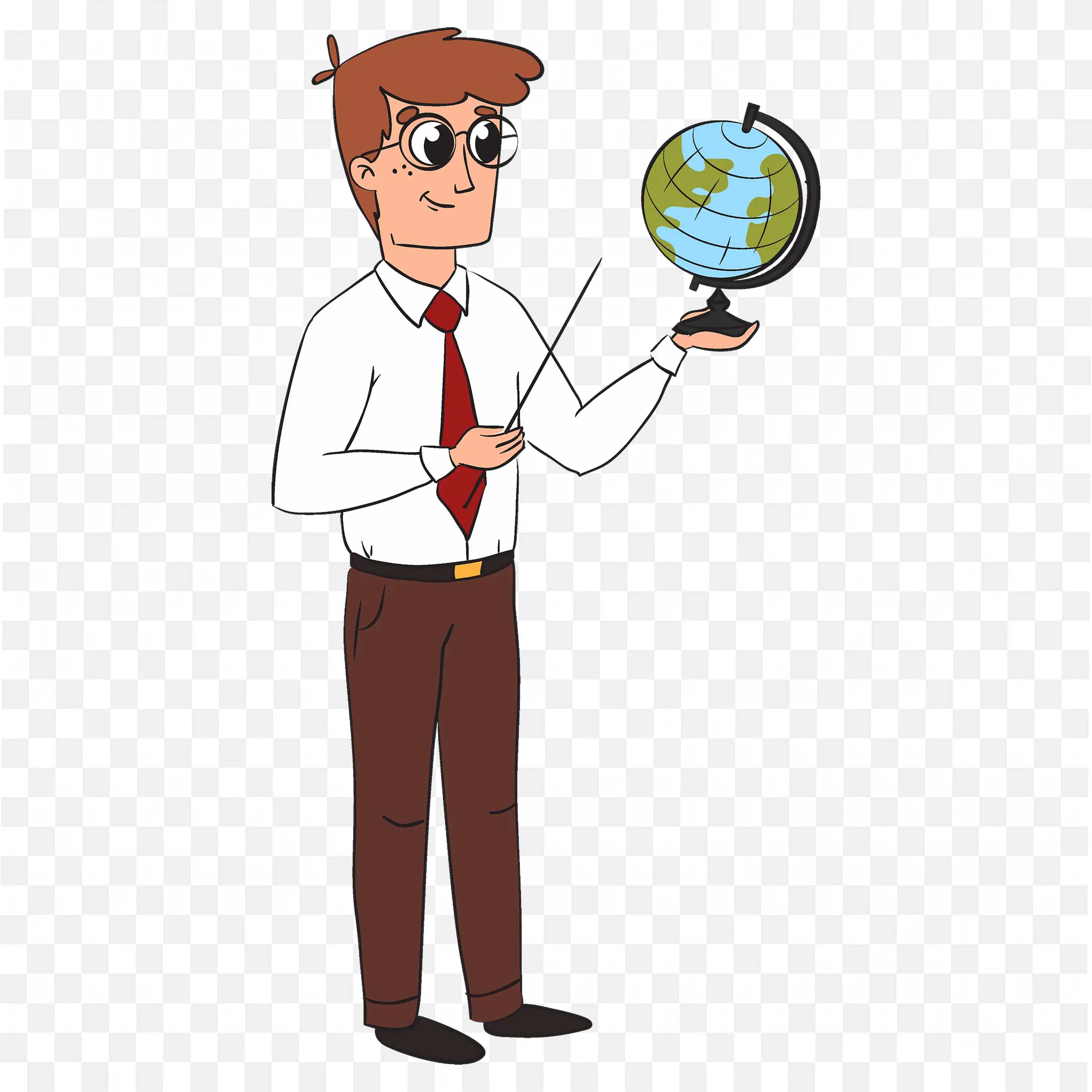 Social Teacher is Teaching Geography by Using the Globe PNG