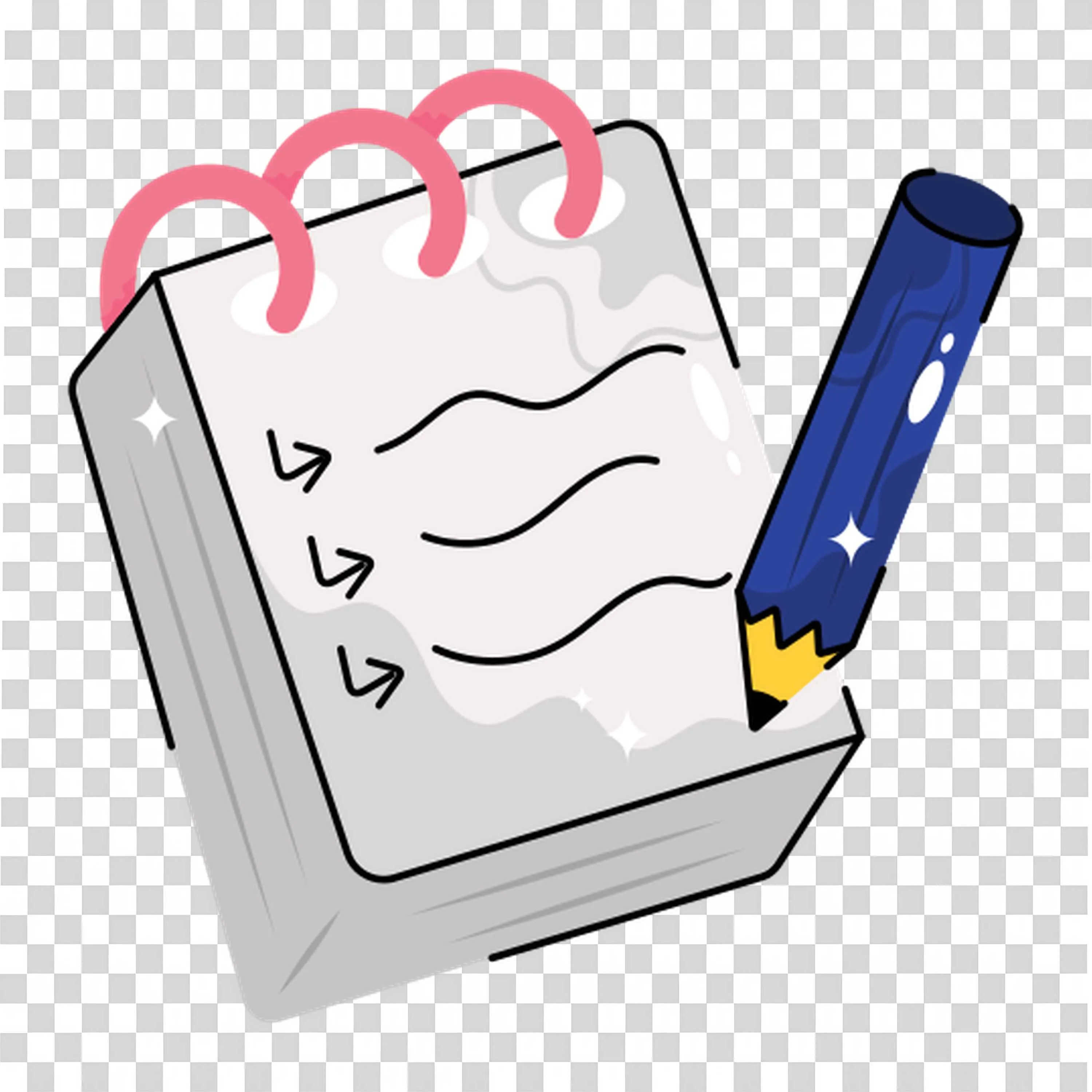 Spiral Notebook and Pencil Drawing a Checklist List Png