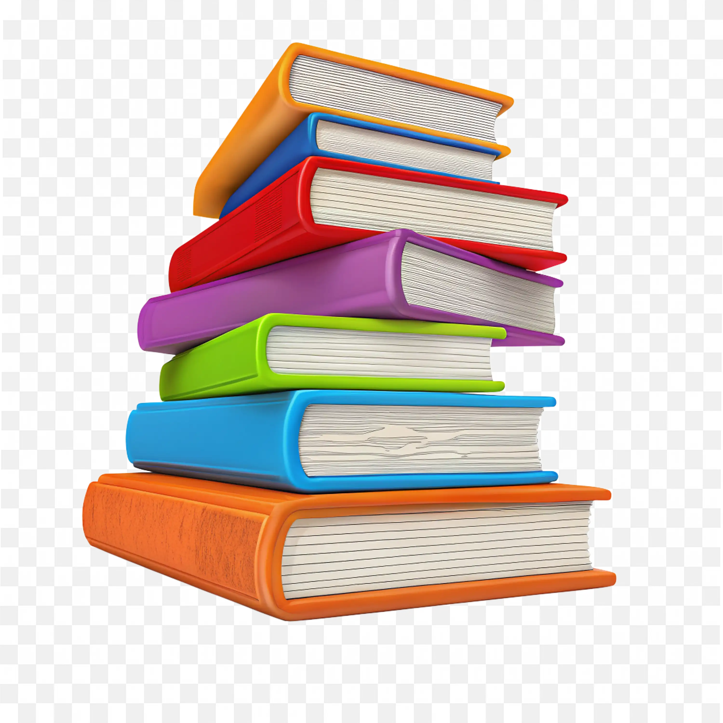 Stack of Colourful Hardcover Books Free PNG Download