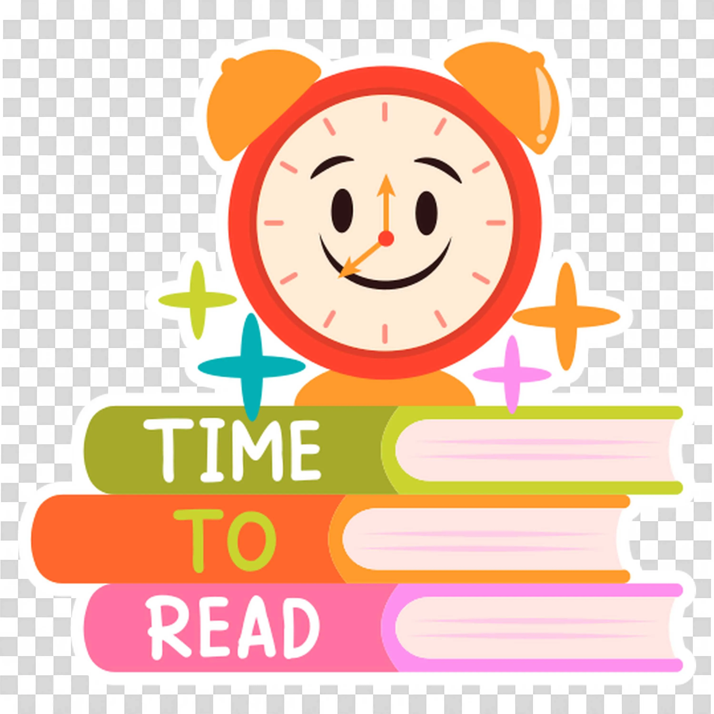 Stack Of Books with a Clock on Top with Time to Read Message