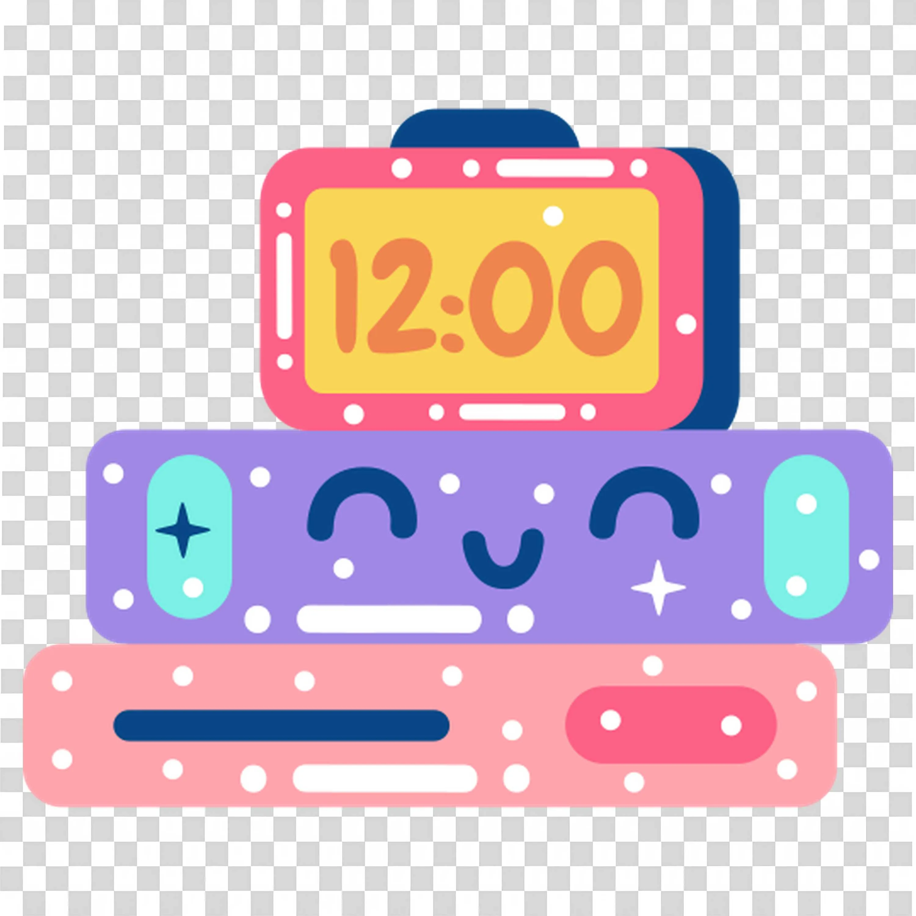 Stack Of Books with Digital Clock Showing Twelve O Clock