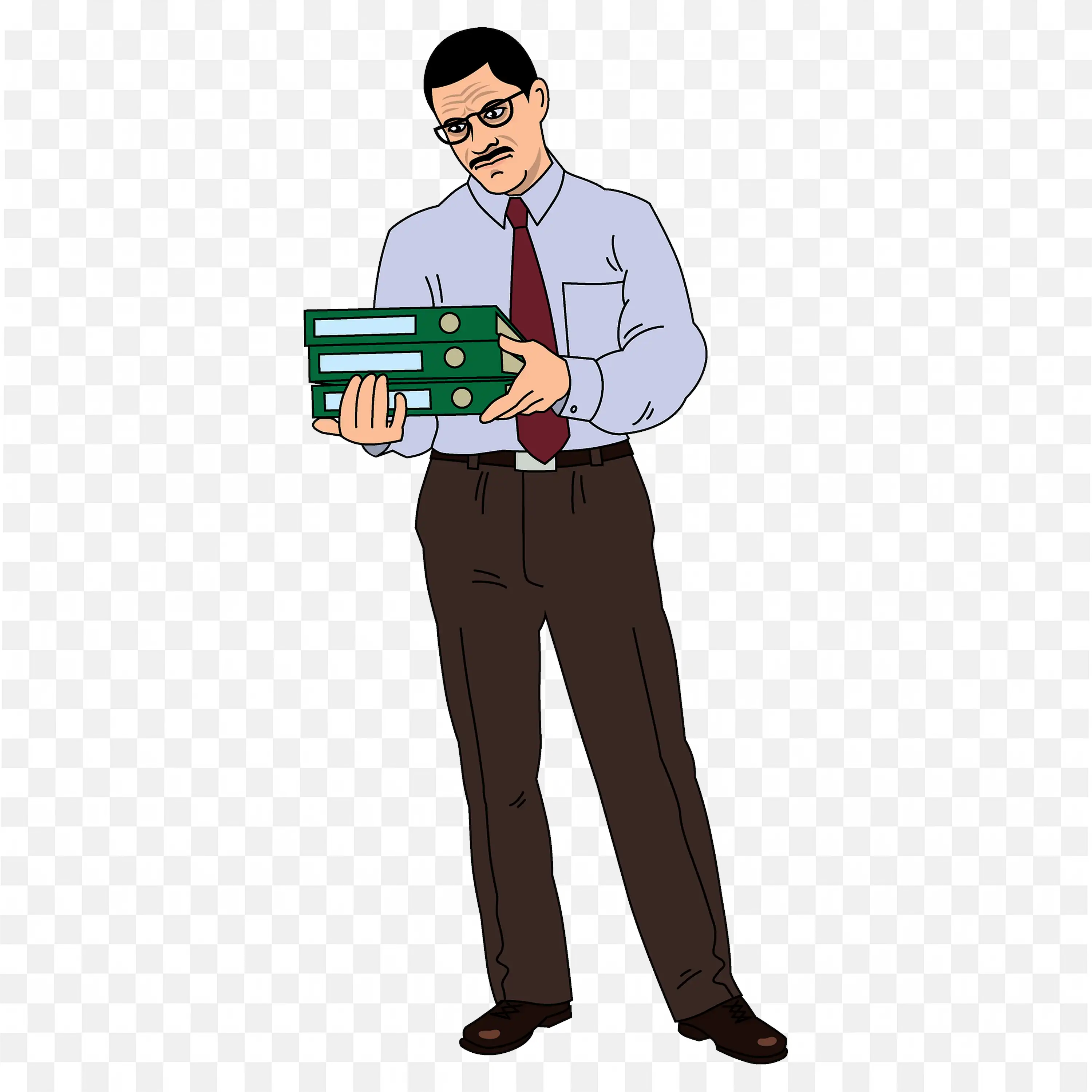 Stressed Office Worker Holding Bundle of Documents Free PNG