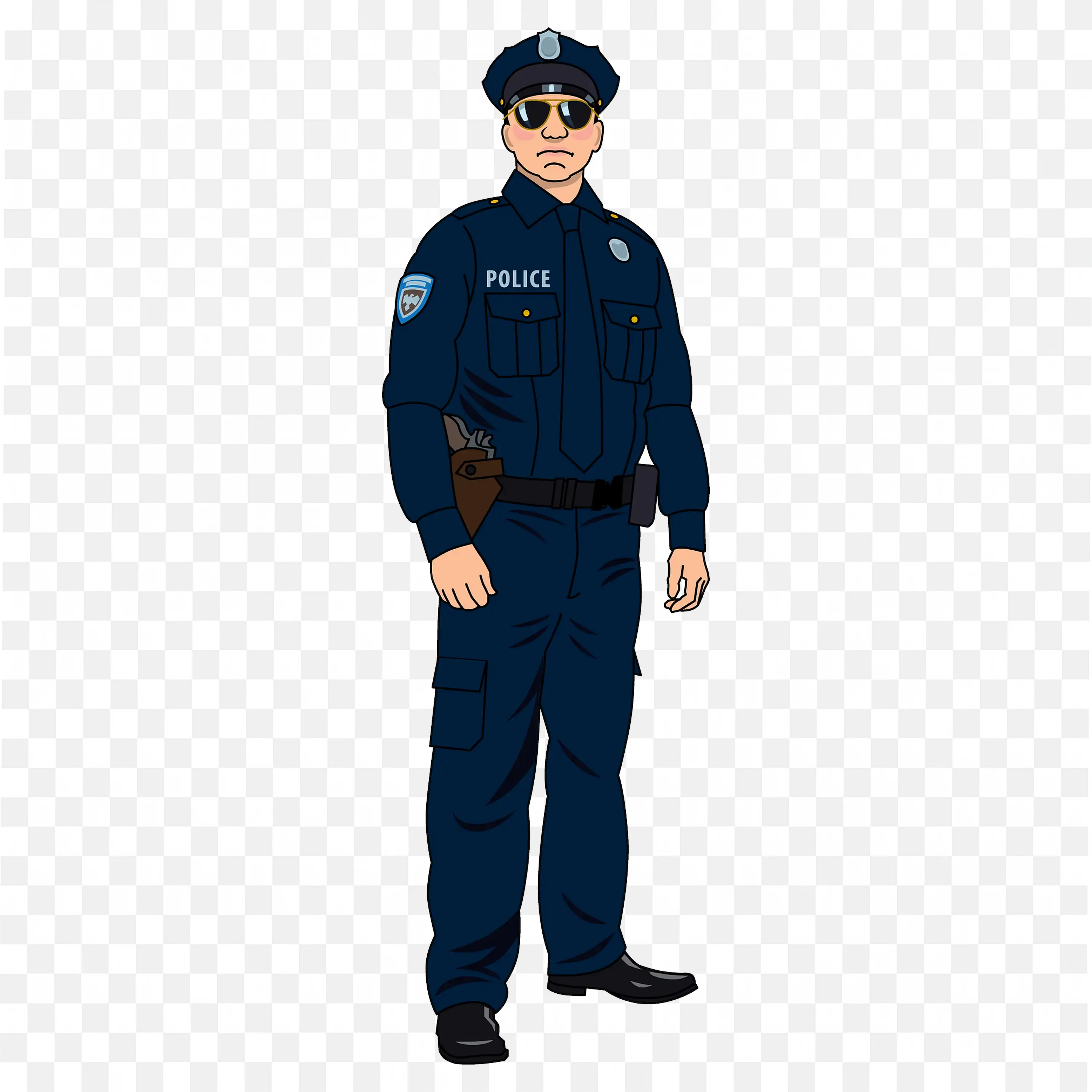 Strict Police Man in Full Uniform with Sunglasses Free PNG