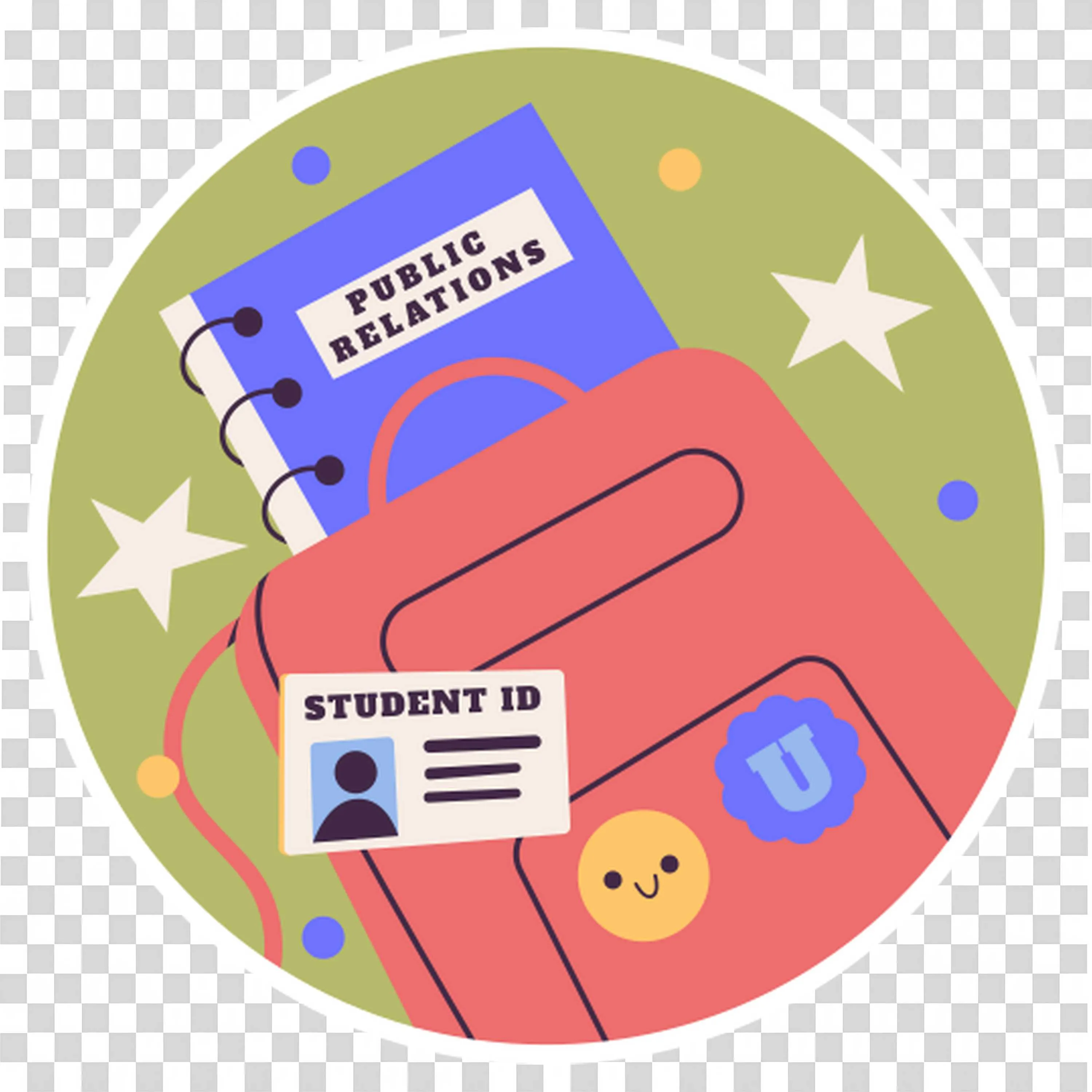 Student Backpack with Public Relations Notebook and Id Card