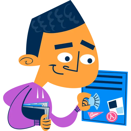 Student Cartoon Writing Notes Represents Active Study