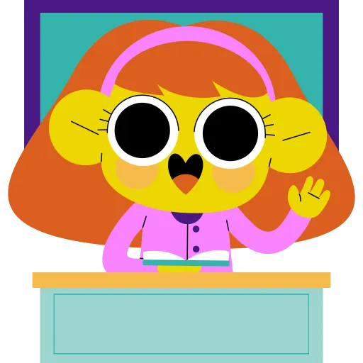 Student enthusiastically answers questions and learns