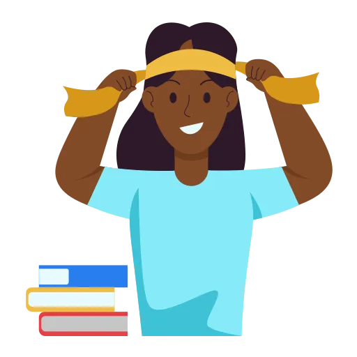 Student excited with books ready to learn free PNG image