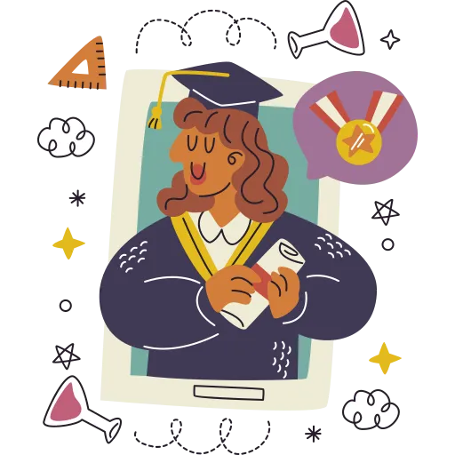 Student graduating and celebrating with diploma in hand