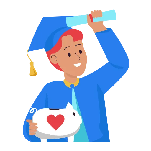 Student Holding Diploma with Heart Symbol for Achievement