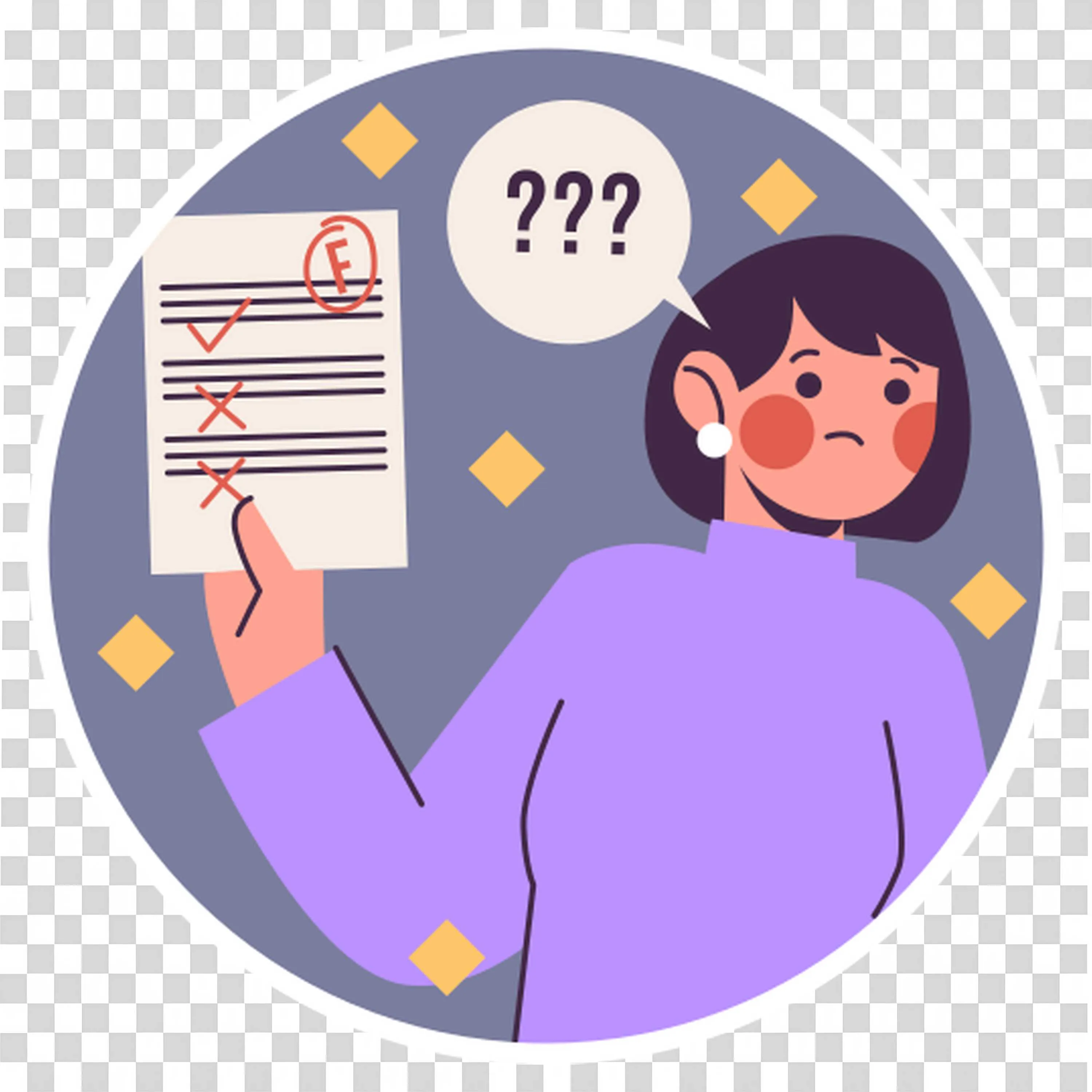 Student Holding Failed Test Paper with a Sad Expression