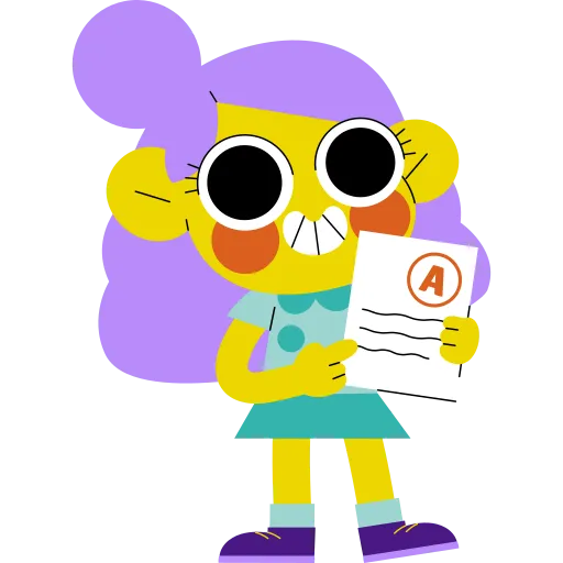 Student holding test results showing academic success