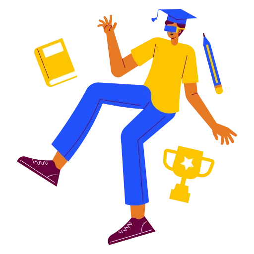 Student Jumping for Joy After Completing Class Assignment