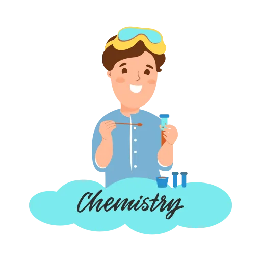 Student learning chemistry concepts in a fun way PNG