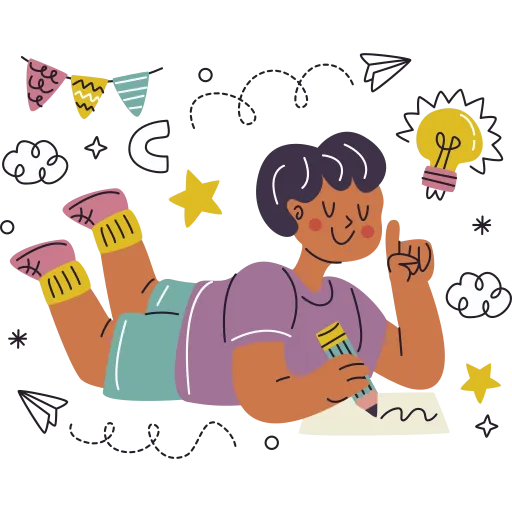 Student thinking and brainstorming ideas for school projects