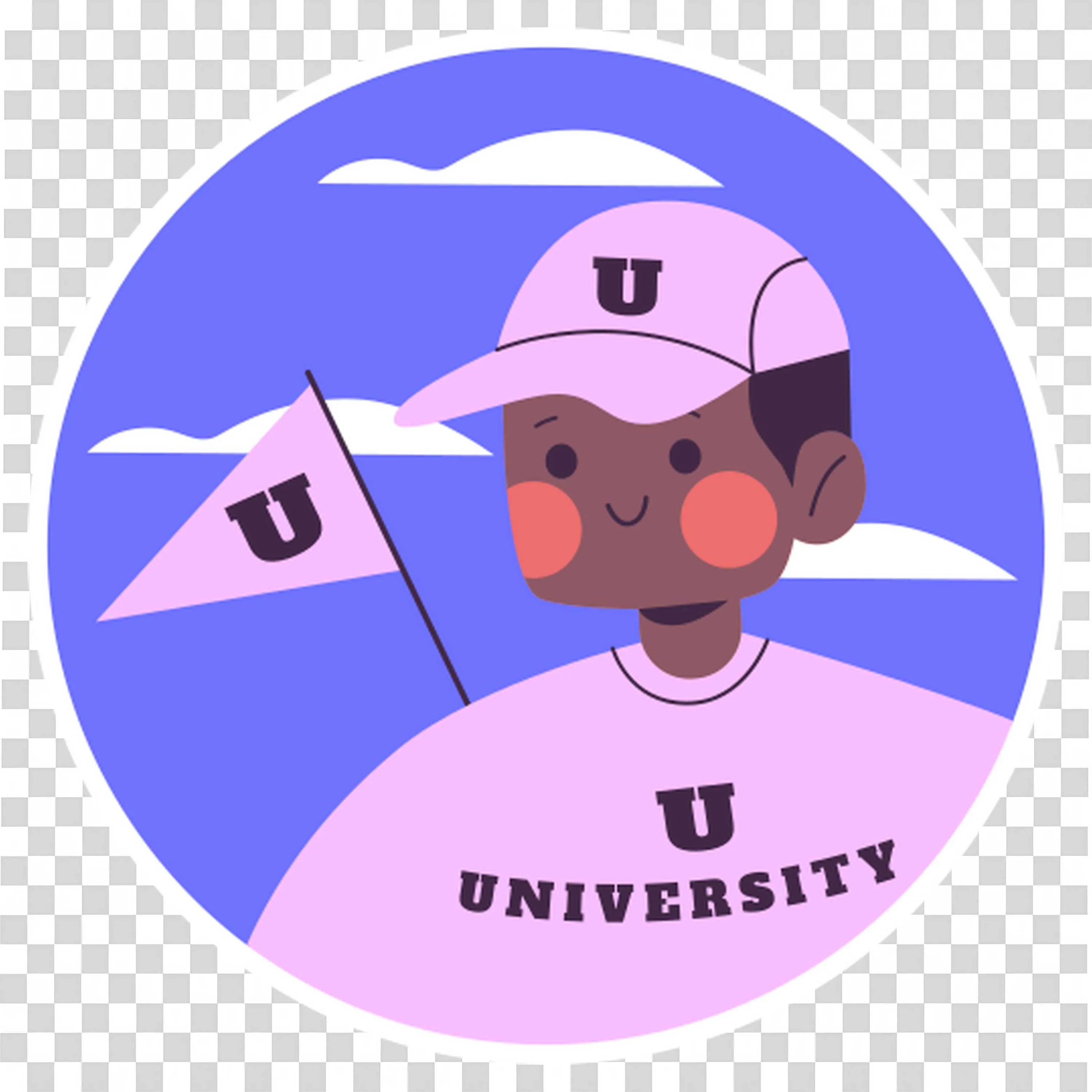 Student with a University Icon Uniform with a Flag PNG Image